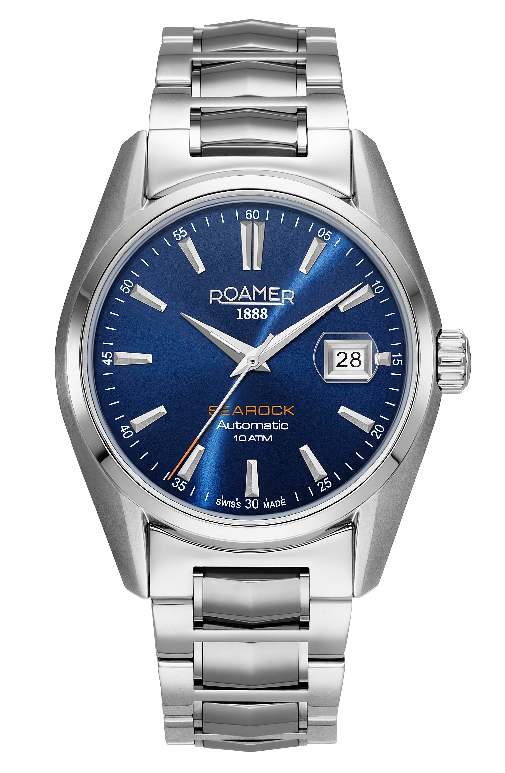 Searock Automatic 42 mm Automatic Three-Hand Date Blue Dial Silver Bracelet Sapphire glass Stainless Steel swiss watch