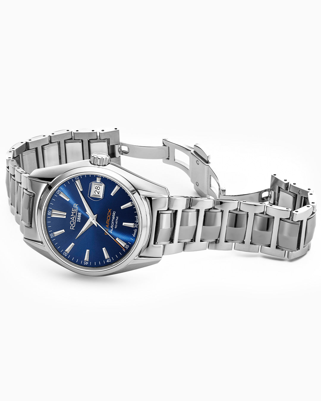 Searock Automatic 42 mm Automatic Three-Hand Date Blue Dial Silver Bracelet Sapphire glass Stainless Steel swiss watch