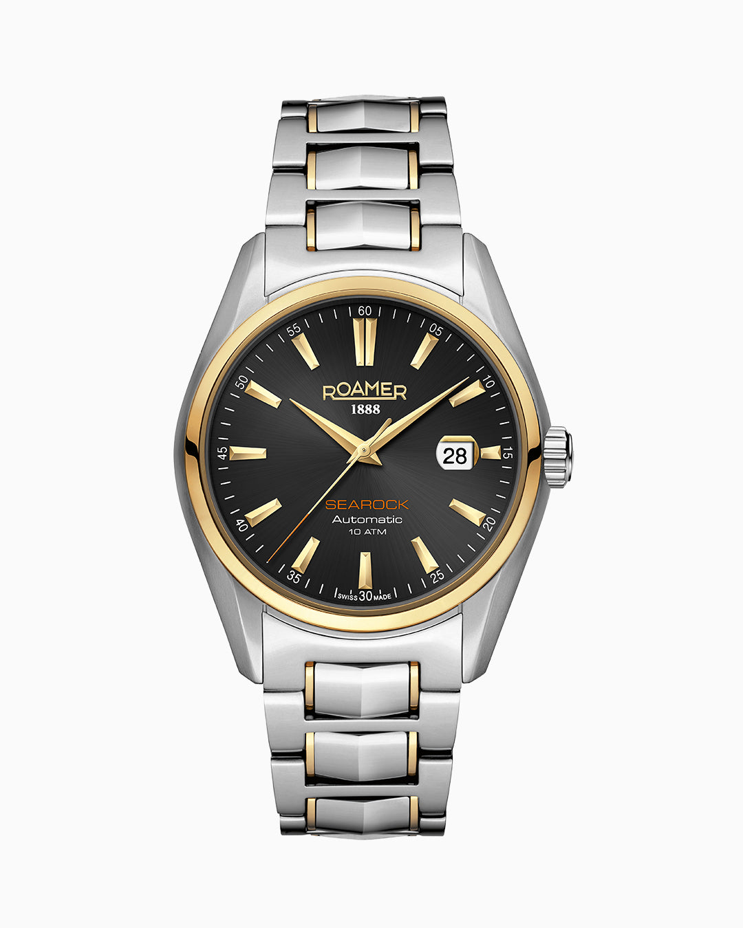 Searock Automatic 42 mm Automatic Three-Hand Date Black Sunray Dial Two-Tone Bracelet Sapphire glass Stainless Steel swiss watch