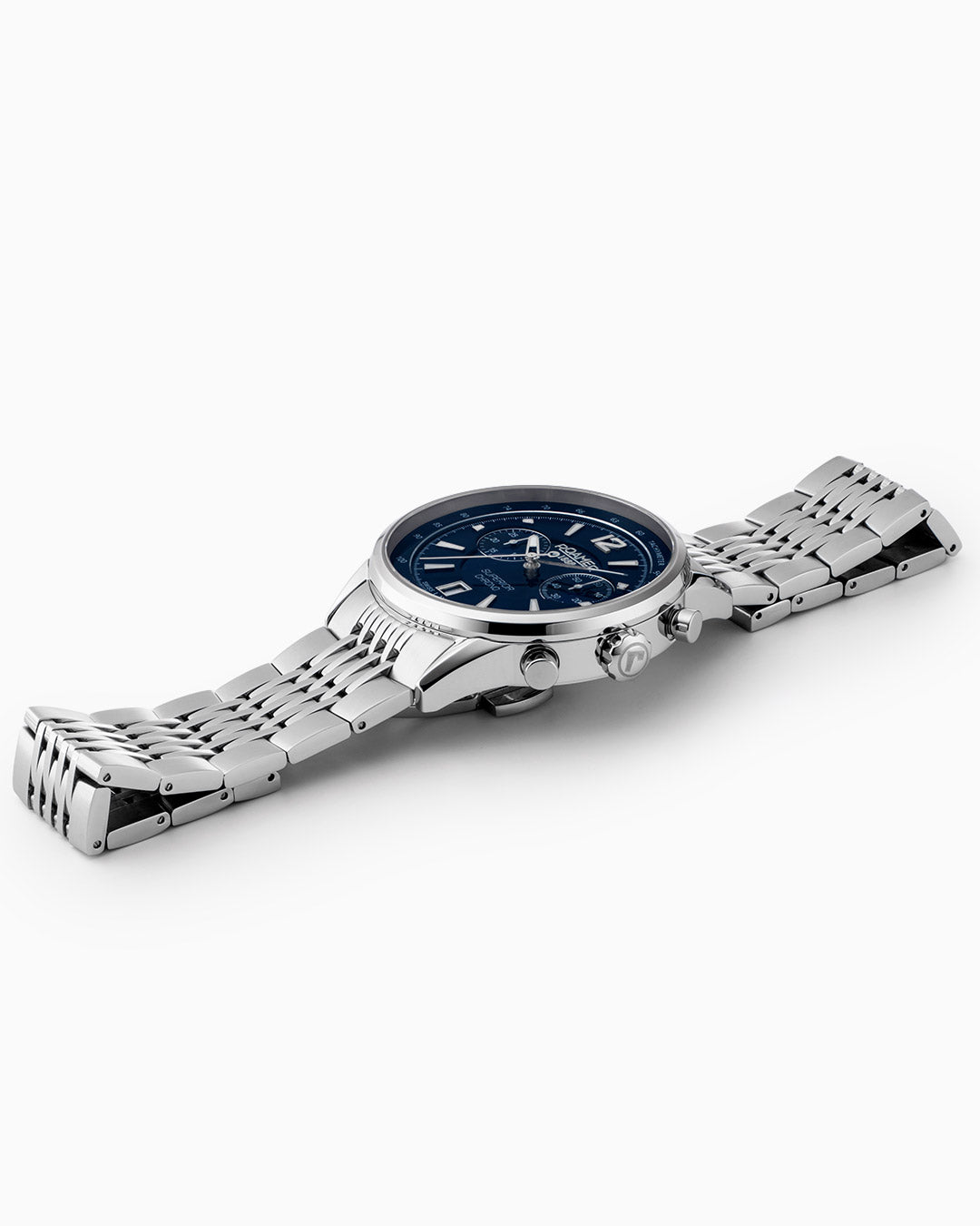 Superior Chrono III 44mm Quartz Chronograph Date Blue Dial Silver Bracelet Sapphire glass Stainless Steel swiss watch