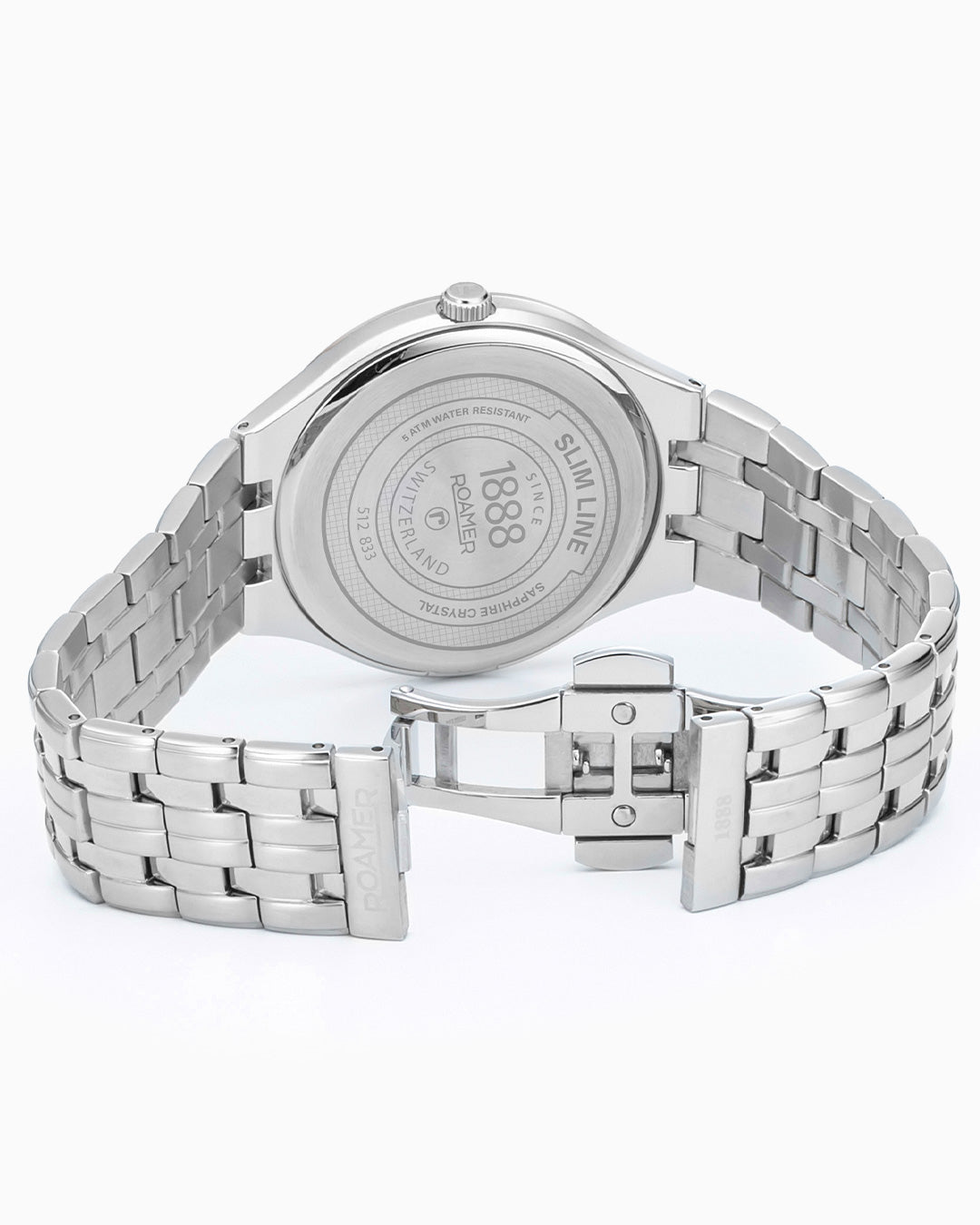 Slim Line Classic 40 mm Quartz Three-Hand Date Blue Dial Silver Bracelet Sapphire glass Stainless Steel swiss watch