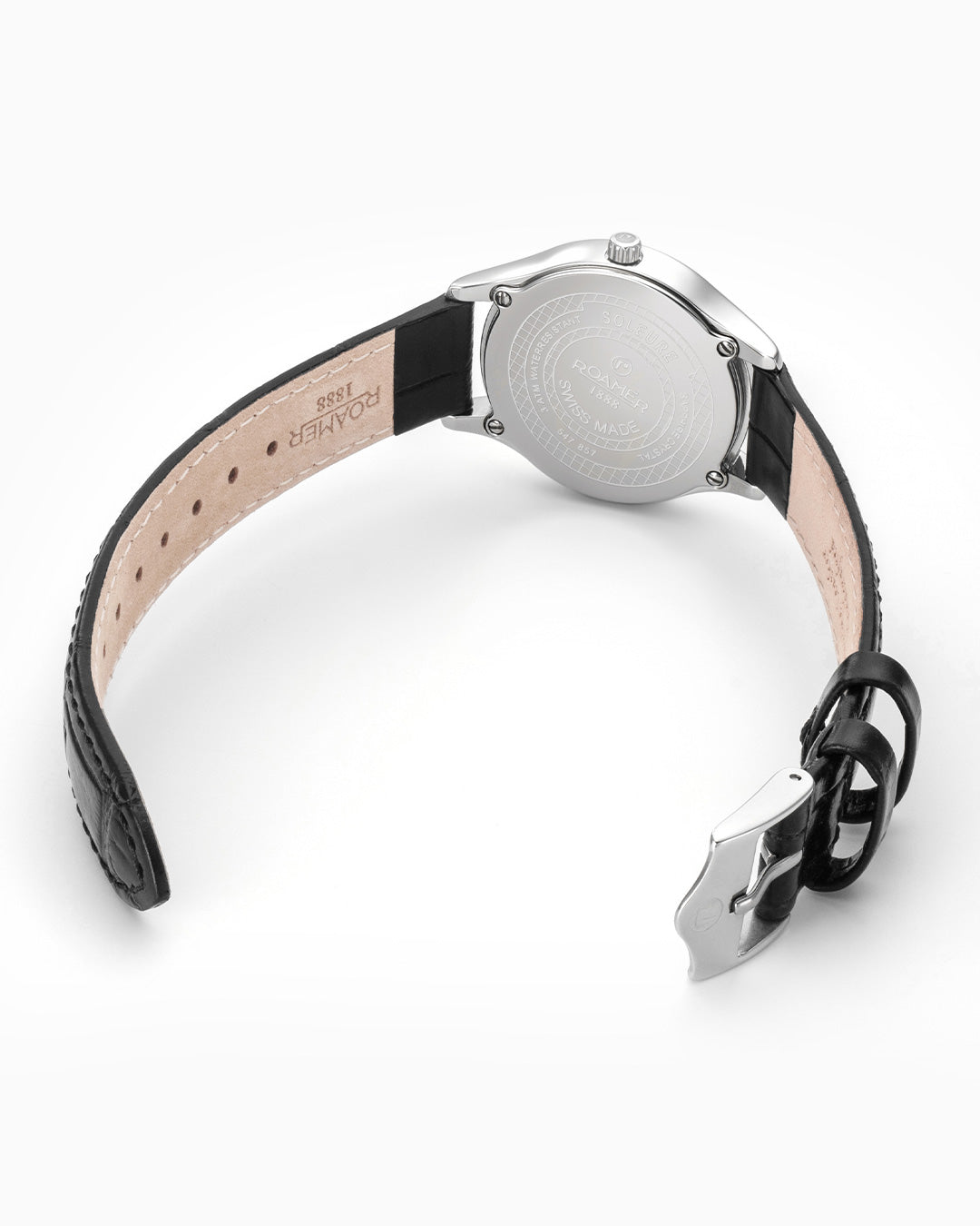 Soleure 30mm Quartz Two-Hand White Mop Dial Black Leather Bracelet Sapphire glass Stainless Steel swiss watch