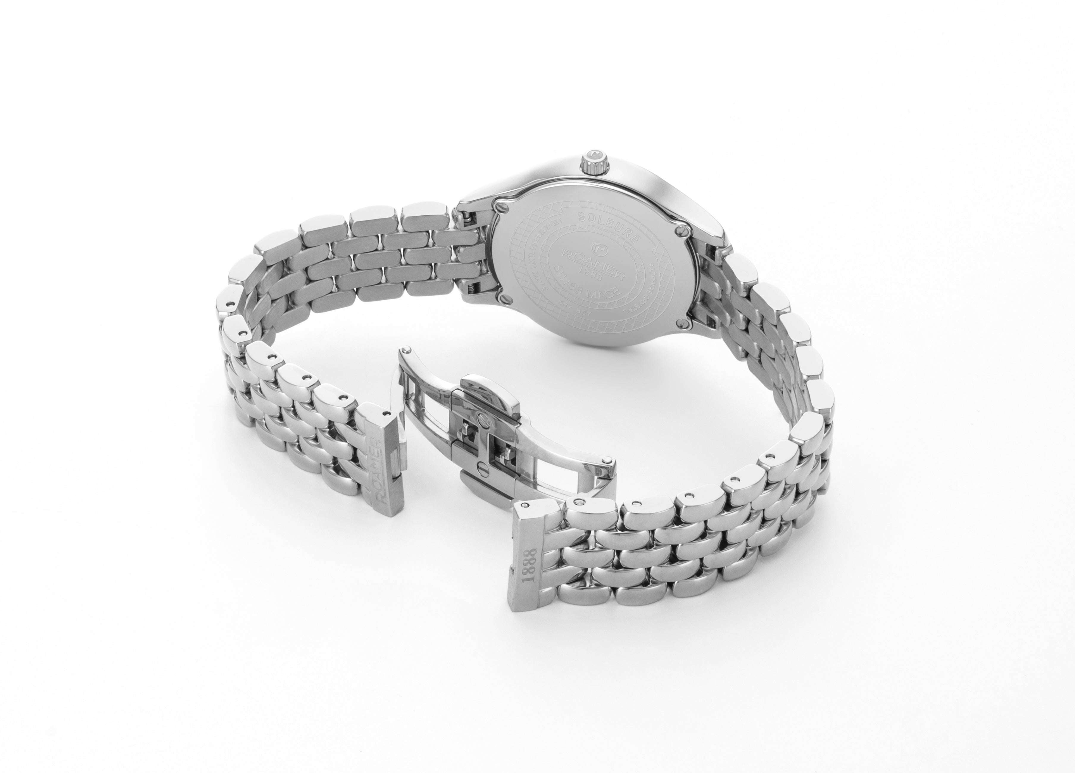 Soleure 30mm Quartz Two-Hand Black Mop Dial Silver Bracelet Sapphire glass Stainless Steel swiss watch