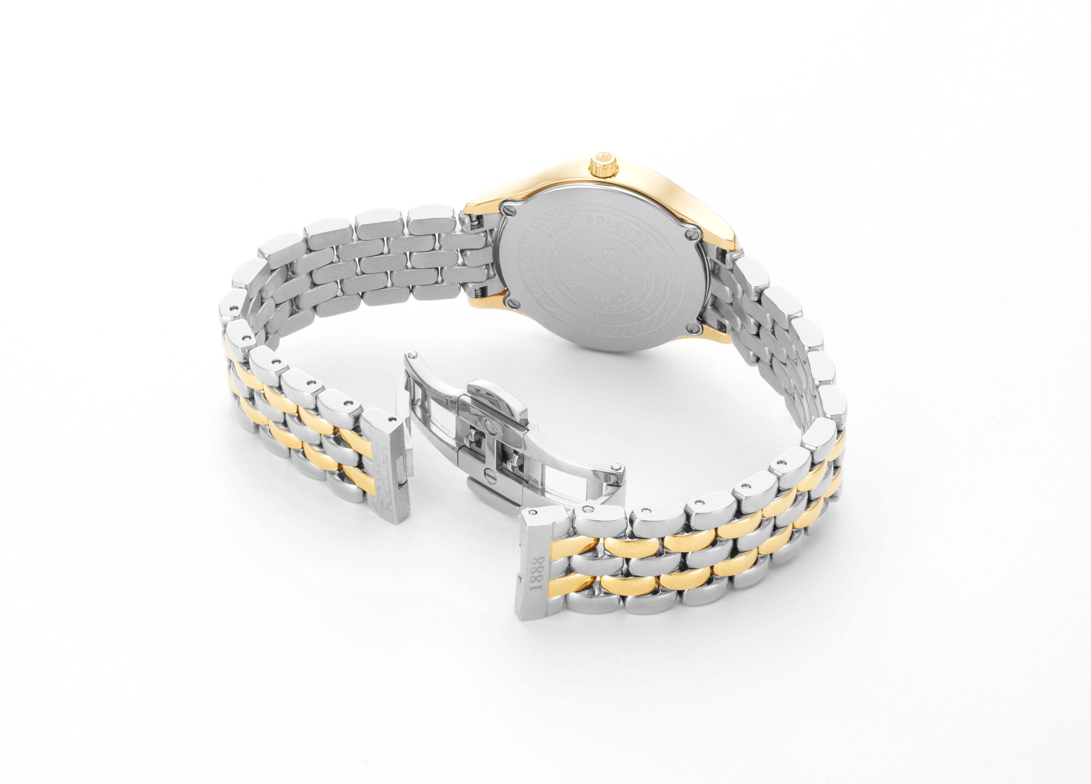 Soleure 30mm Quartz Two-Hand White Mop Dial Two-Tone Bracelet Sapphire glass Stainless Steel swiss watch
