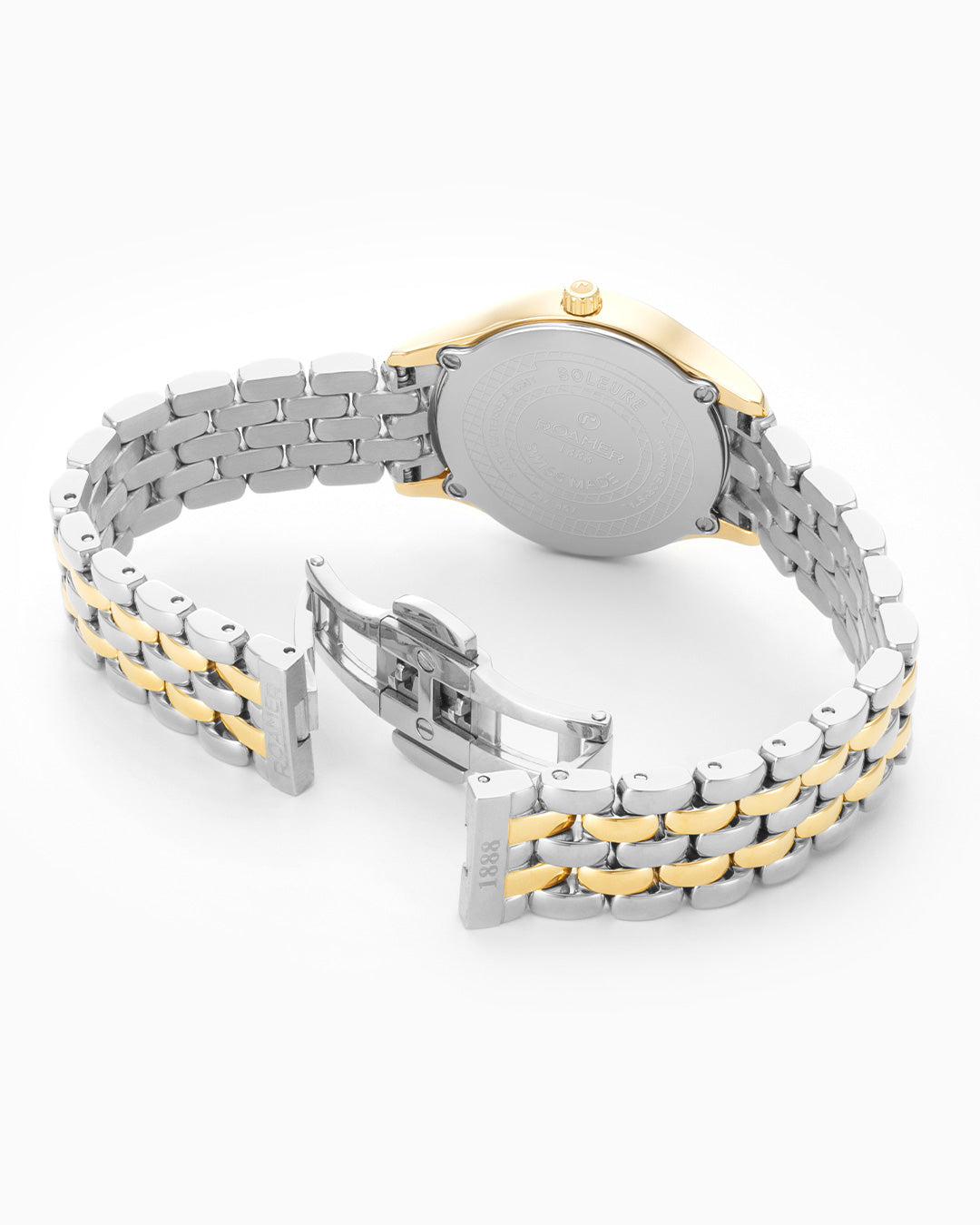 Soleure 30mm Quartz Two-Hand White Mop Dial Gold-Silver Tone Bracelet Sapphire glass Stainless Steel swiss watch
