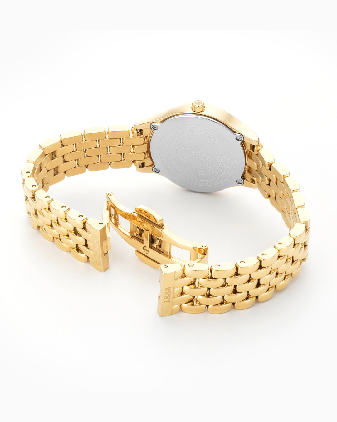 Soleure 30mm Quartz Two-Hand White MOP Dial Gold Bracelet Sapphire glass Stainless Steel swiss watch