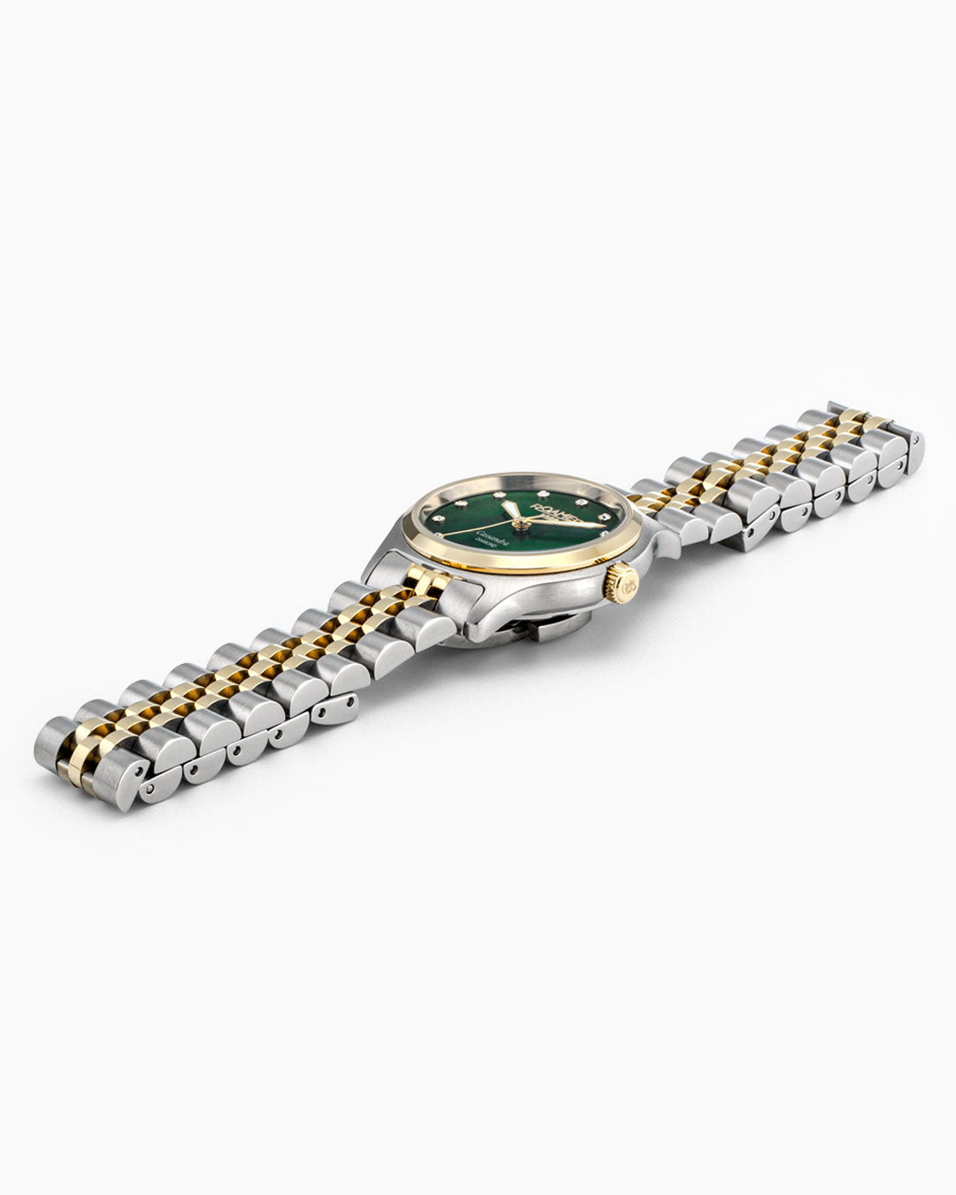 Cassandra Diamond 31 mm Quartz Three-Hand Green Dial Two-Tone Bracelet Sapphire glass Stainless Steel swiss watch