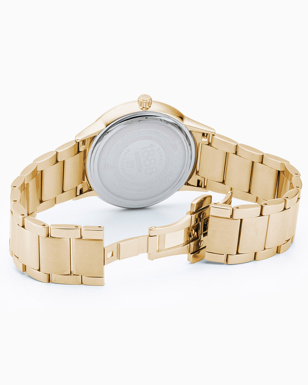 R Line Classic Set 43 mm Quartz Three-Hand Date Blue Dial Gold Bracelet Leather Strap Set Sapphire Glass Stainless Steel Swiss Watch