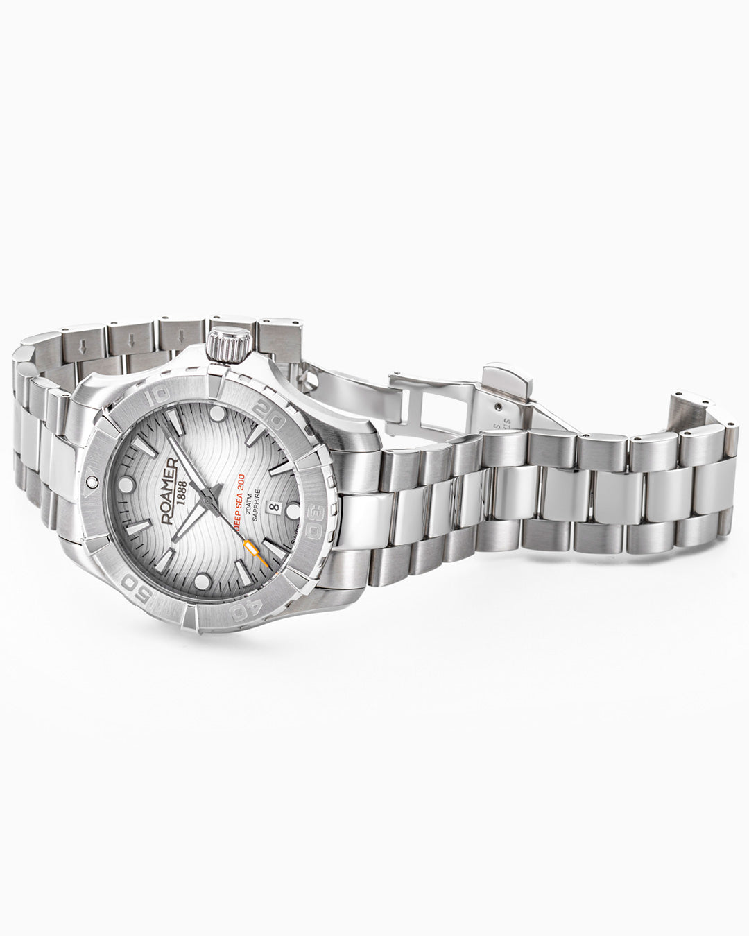 Deep Sea 200 43 mm Quartz Three-Hand Date Silver Dial Silver Bracelet Sapphire glass Stainless Steel swiss watch. Available in selected stores in POLAND.