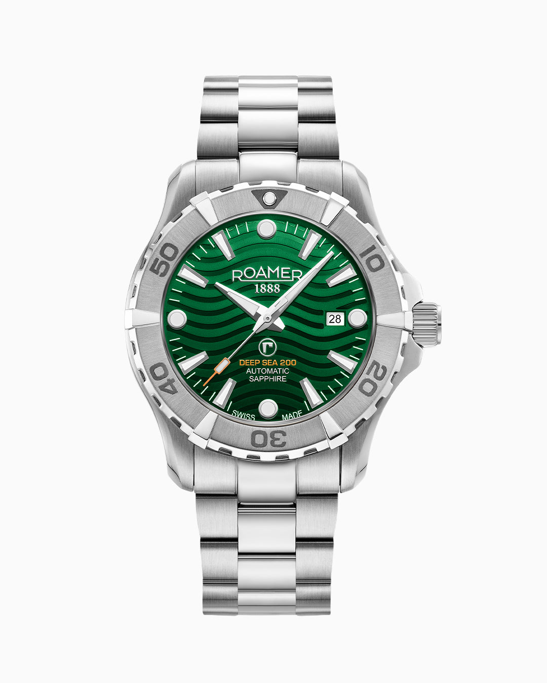 Deep Sea Automatic 43mm Automatic Three-Hand Date Green Dial Silver Bracelet Sapphire glass Stainless Steel swiss watch