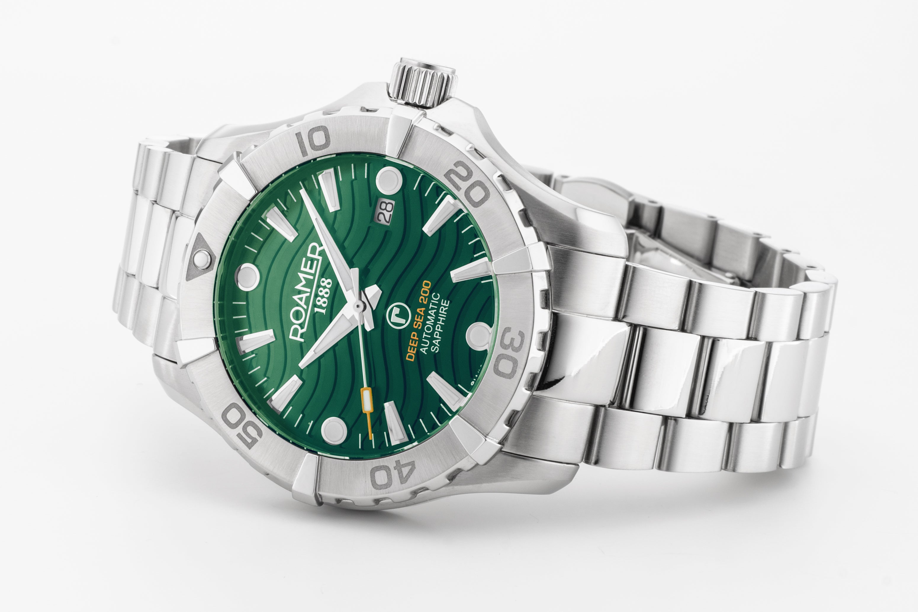 Deep Sea Automatic 43mm Automatic Three-Hand Date Green Dial Silver Bracelet Sapphire glass Stainless Steel swiss watch