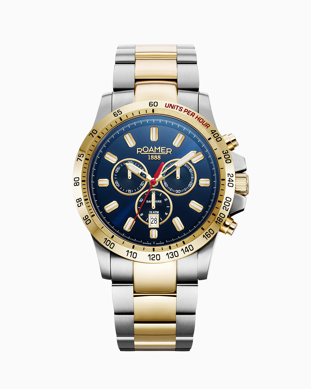 Rimini 45mm Chronograph Date Blue Dial Gold-Silver Tone Bracelet Sapphire glass Stainless Steel swiss watch