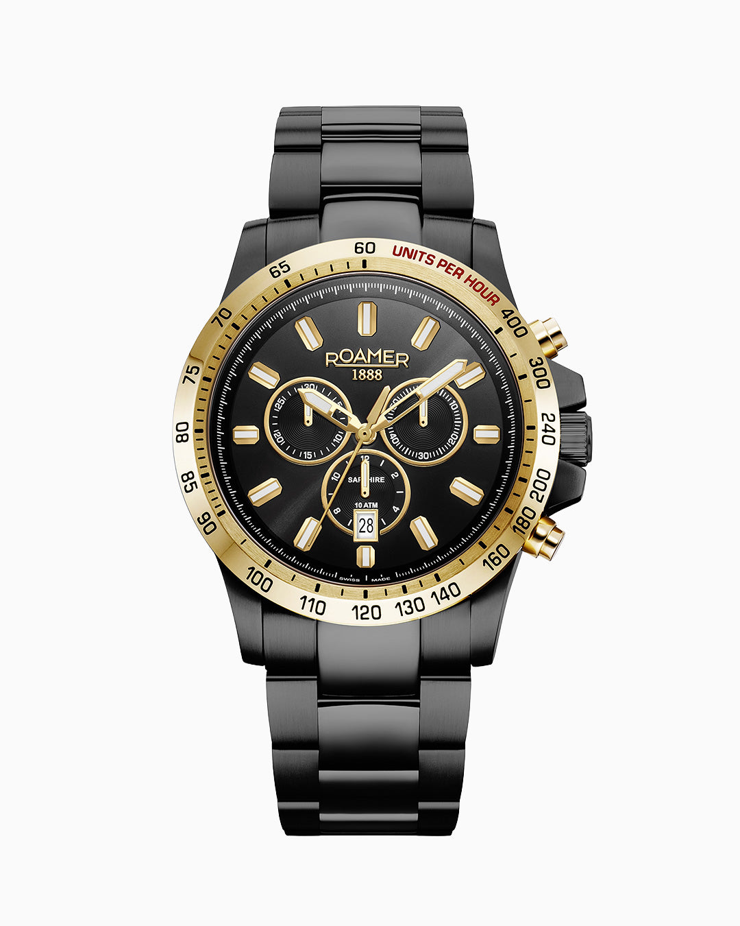 Rimini 45mm Chronograph Date Black Dial Black Tone Bracelet Sapphire glass Stainless Steel swiss watch