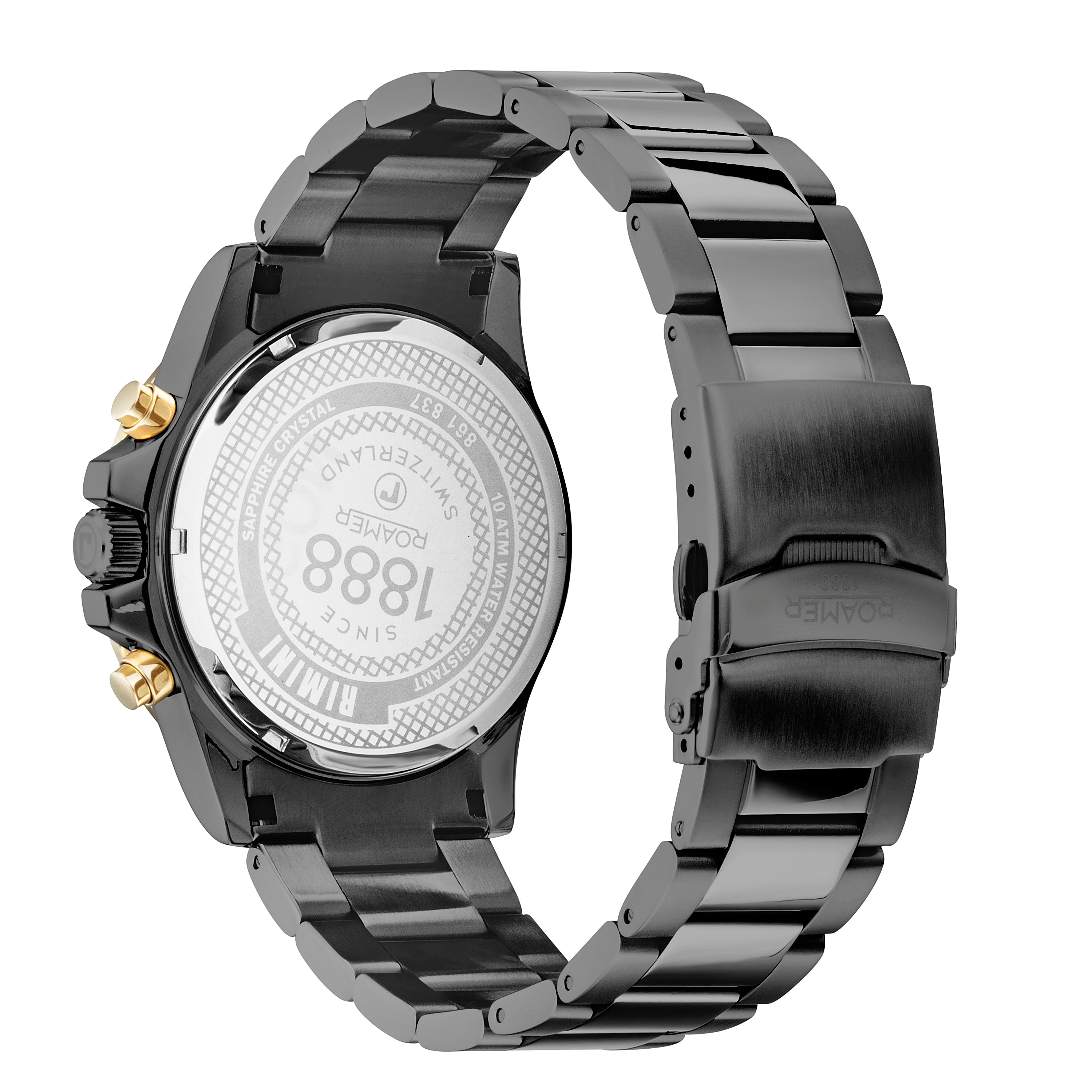 Rimini 45mm Chronograph Date Black Dial Black Tone Bracelet Sapphire glass Stainless Steel swiss watch
