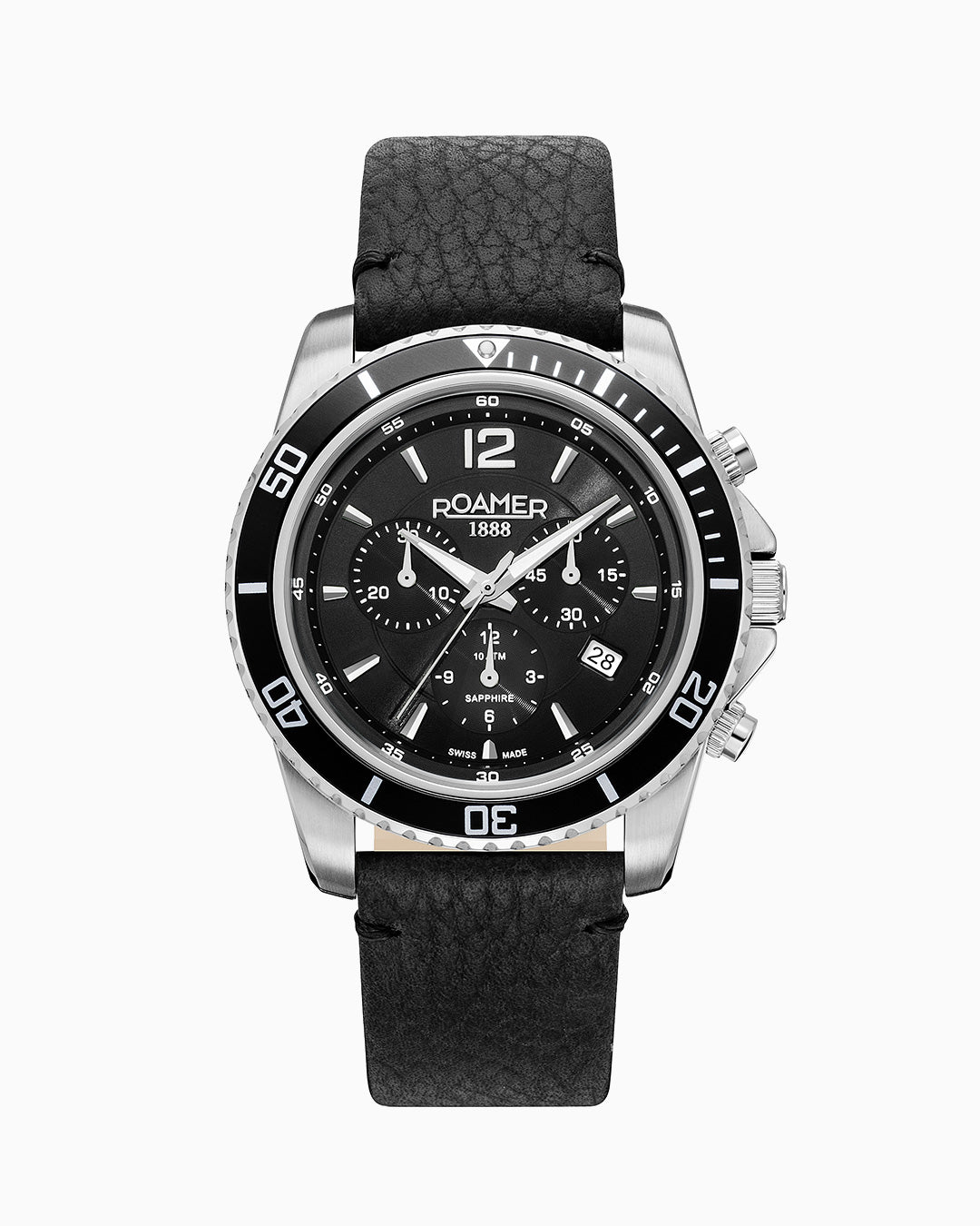 Nautic Chrono 100 43mm Chronograph Date Black Dial Black Bracelet Sapphire glass Stainless Steel swiss watch