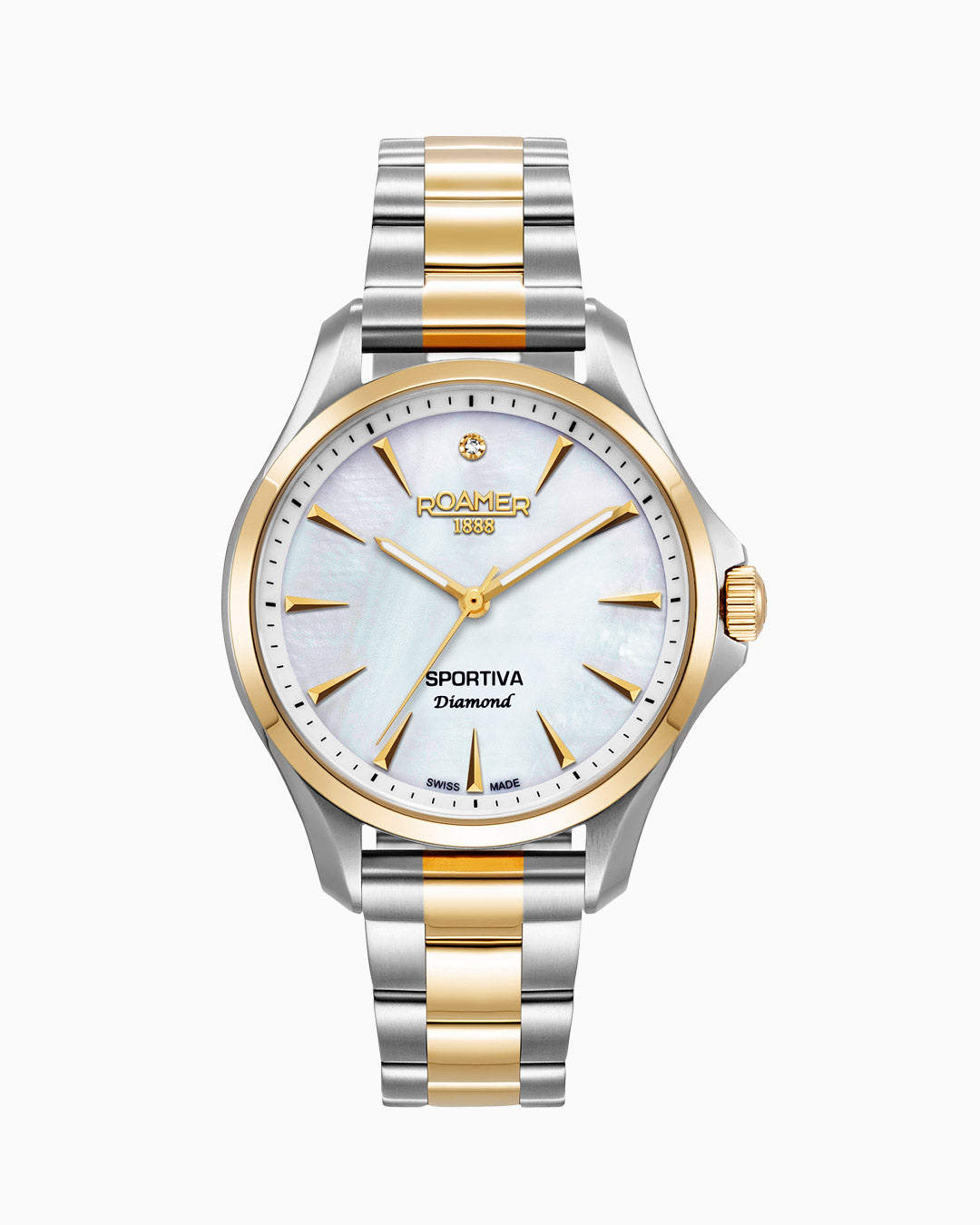 Sportiva 36mm Quartz Three-Hand White Mop Dial Two-Tone Bracelet Sapphire glass Stainless Steel swiss watch