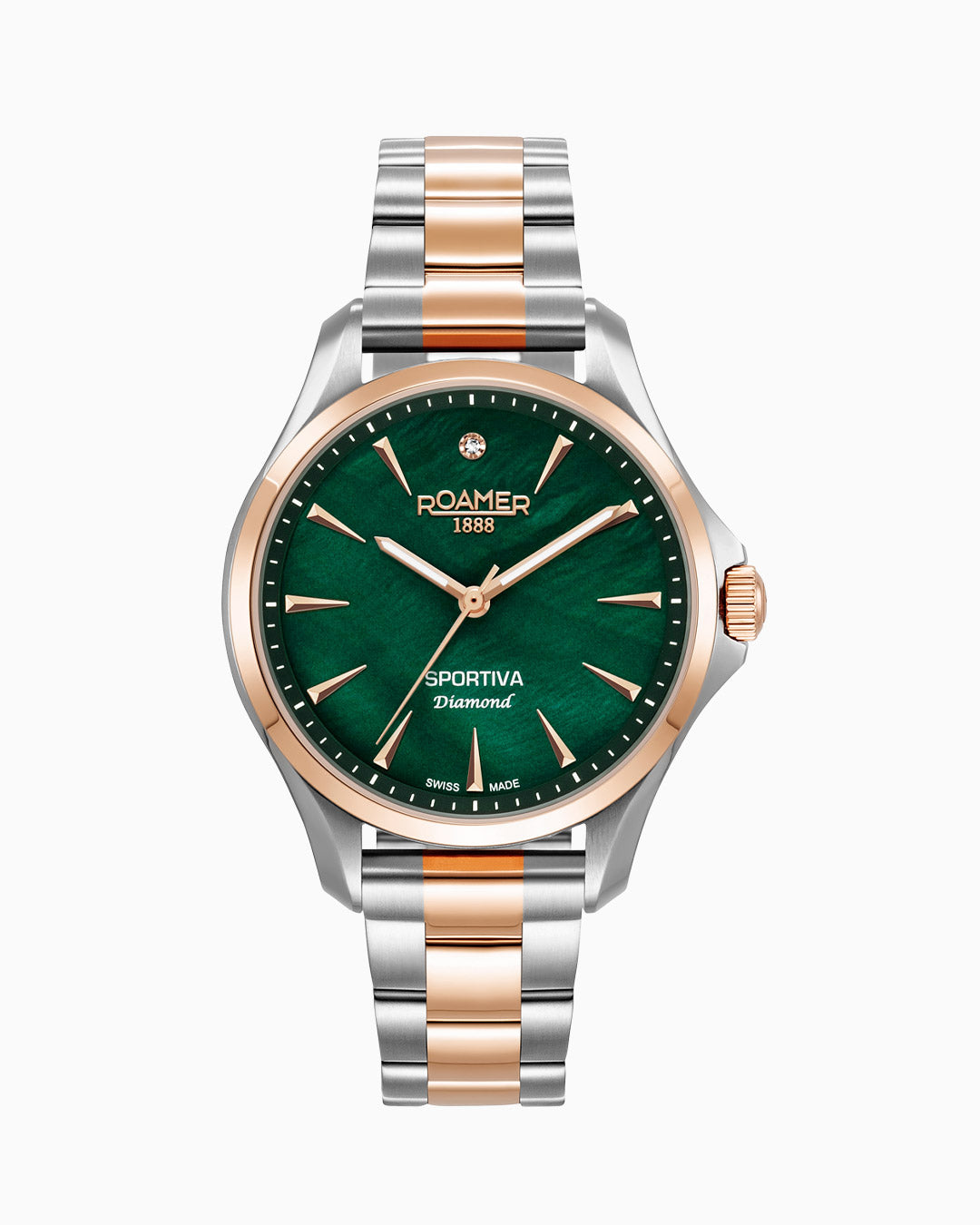 Sportiva 36mm Quartz Three-Hand Green Mop Dial Two-Tone Bracelet Sapphire glass Stainless Steel swiss watch
