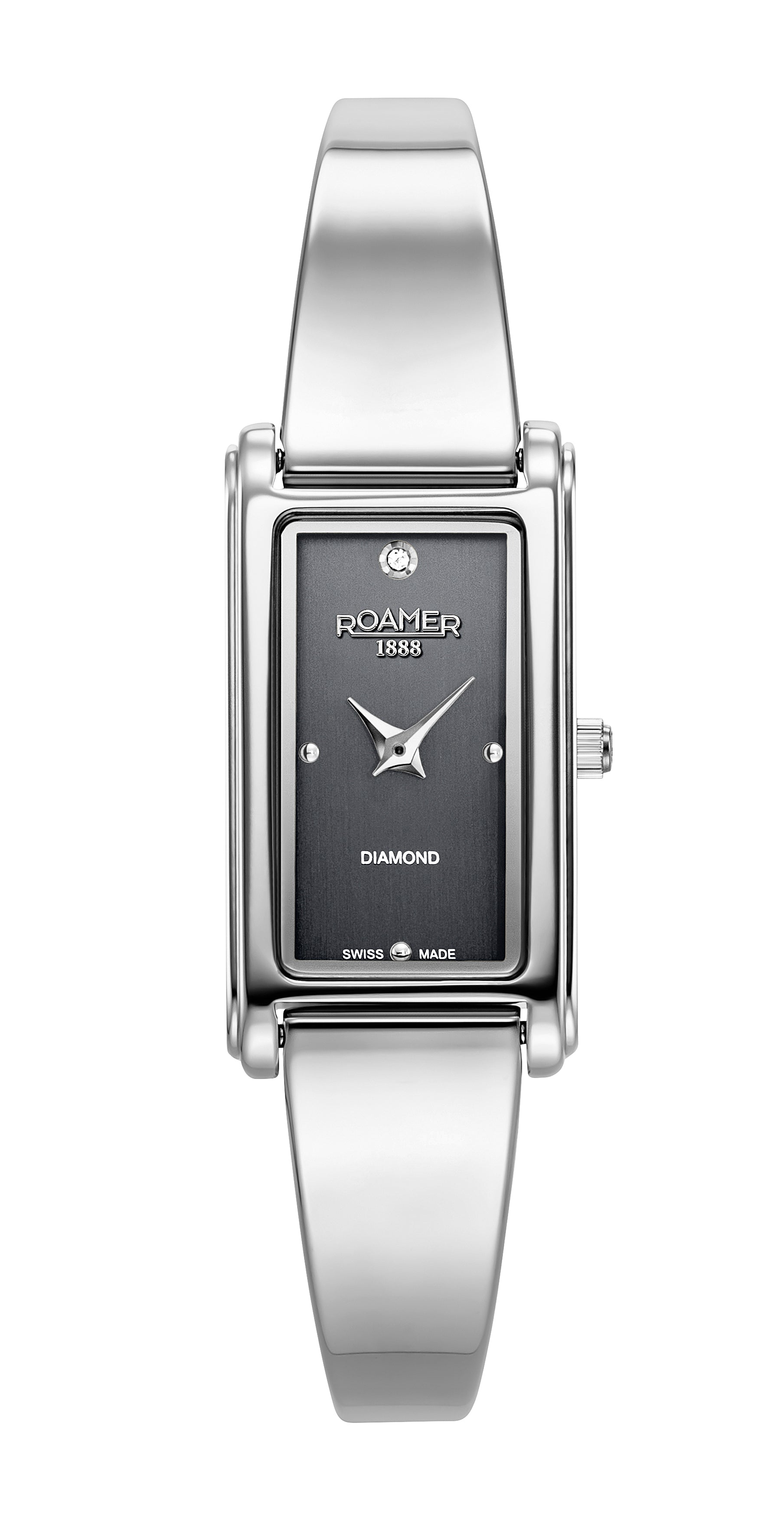 Elegance diamond 17x32mm Quartz Two-Hand Silver Bracelet Sapphire antireflection glass Stainless Steel swiss watch