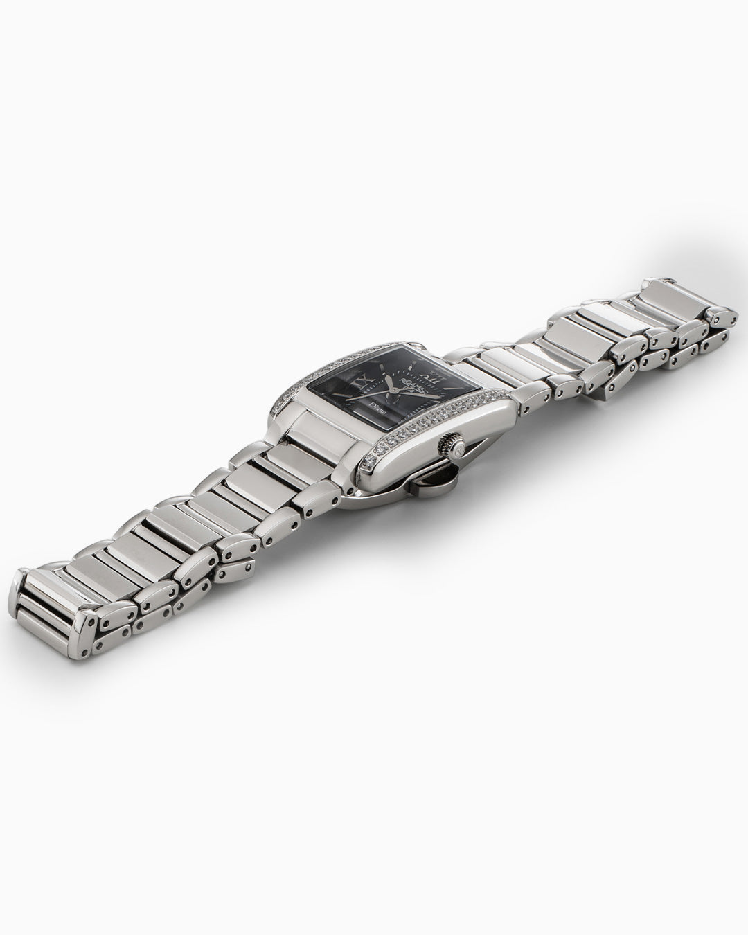 Diana Ladies 22.5 mm Quartz Three-Hand Black Dial Silver Bracelet Sapphire glass Stainless Steel swiss watch