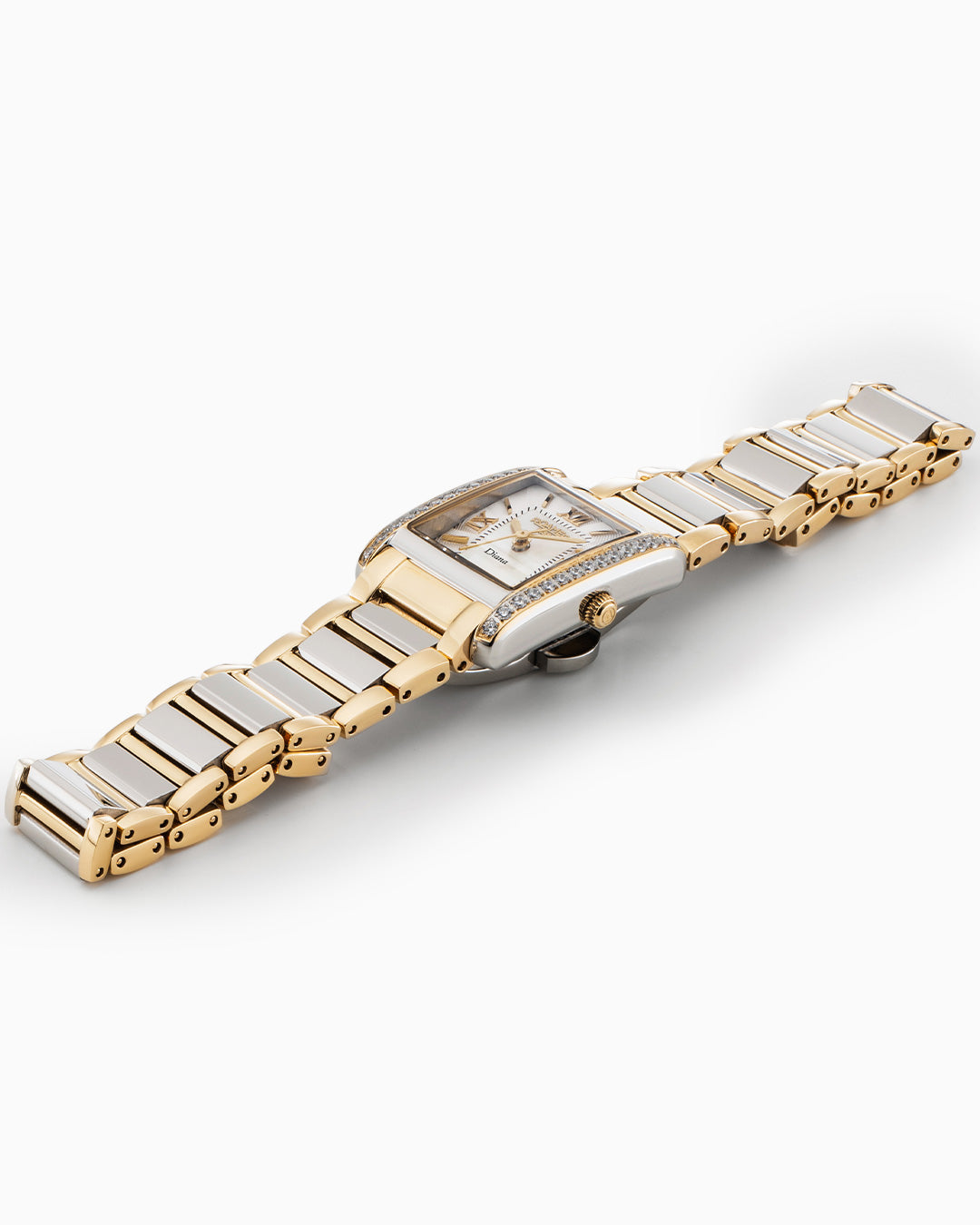 Diana Ladies 22.5 mm Quartz Three-Hand White Dial Two-tone Bracelet Sapphire glass Stainless Steel swiss watch