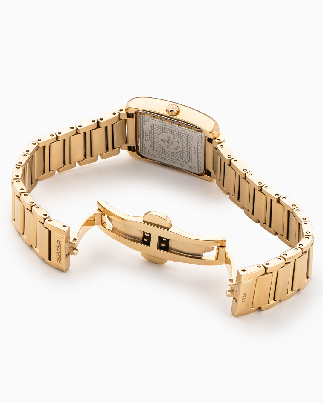 Diana Ladies 22.5 mm Quartz Three-Hand White Dial Gold Bracelet Sapphire glass Stainless Steel swiss watch