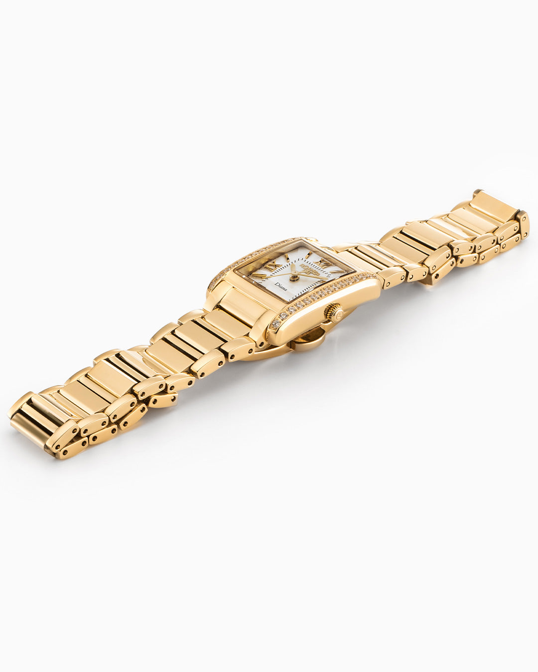 Diana Ladies 22.5 mm Quartz Three-Hand White Dial Gold Bracelet Sapphire glass Stainless Steel swiss watch