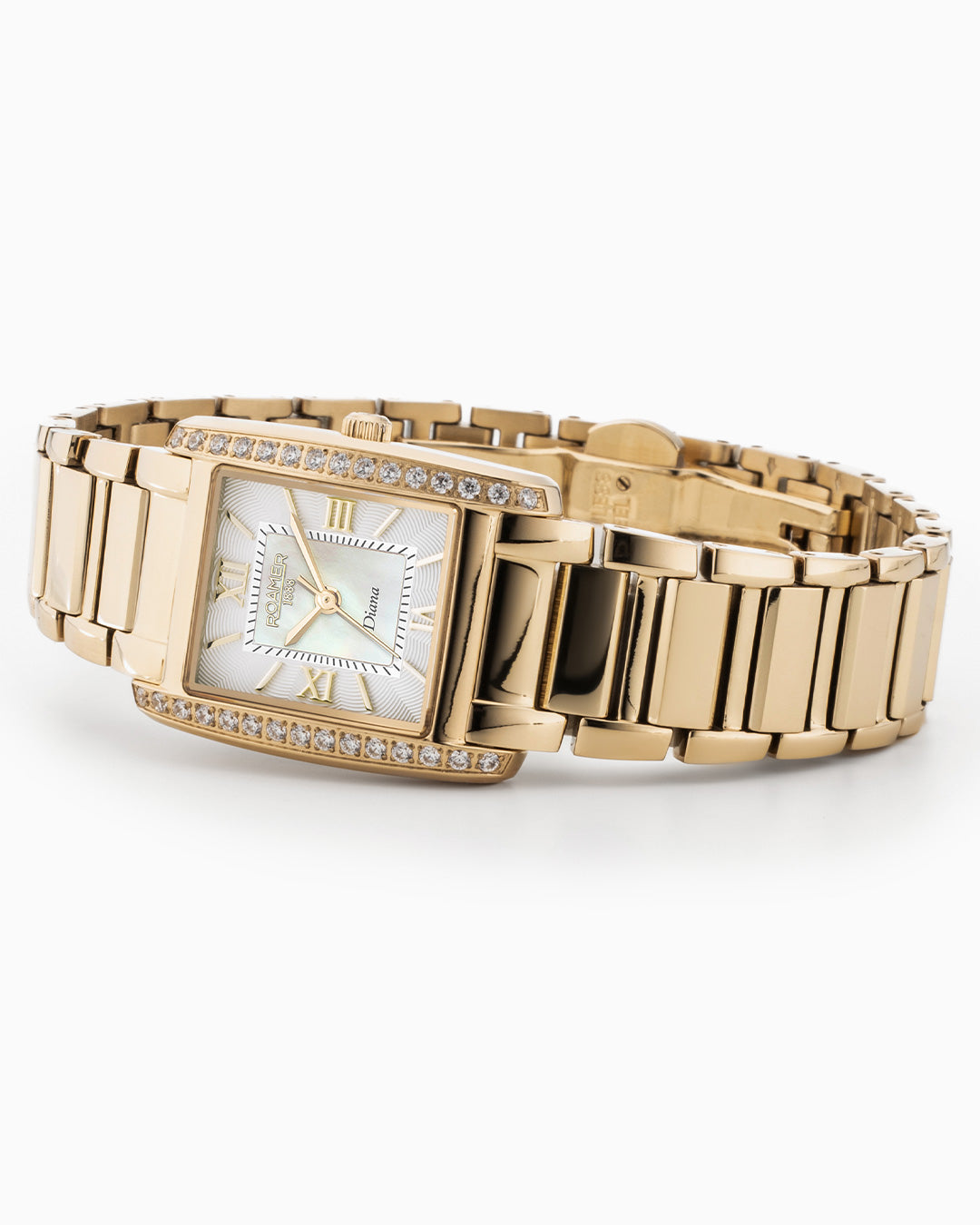 Diana Ladies 22.5 mm Quartz Three-Hand White Dial Gold Bracelet Sapphire glass Stainless Steel swiss watch