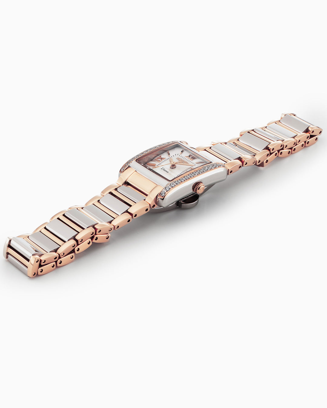 Diana Ladies 22.5 mm Quartz Three-Hand White Dial Two-tone Bracelet Sapphire glass Stainless Steel swiss watch