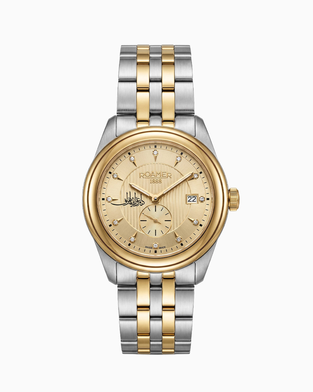 Vespera Diamond 41 mm Quartz Two-Hand Date Champagne Sunray Dial Two-Tone Bracelet Sapphire Glass Stainless Steel Swiss Watch