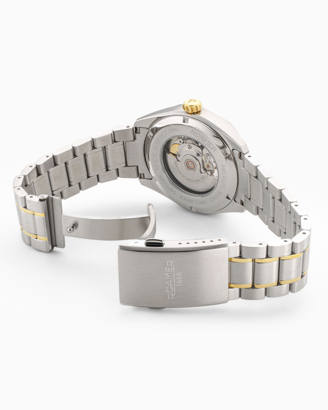 Pro Auto 42 mm Automatic Three-Hand Two-Tone Black Dial Bracelet Sapphire antireflection glass Stainless Steel swiss watch