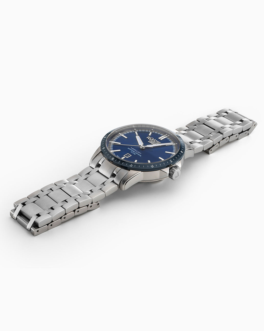 Mercury Classic 42 mm Quartz Three-Hand Date Blue Dial Silver Bracelet Sapphire glass Stainless Steel swiss watch