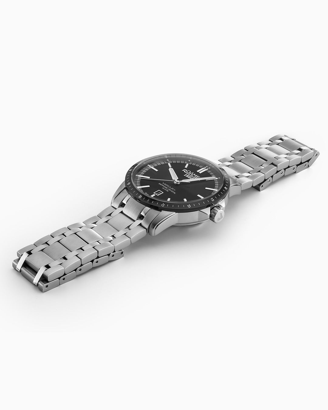 Mercury Classic 42 mm Quartz Three-Hand Date Black Dial Silver Bracelet Sapphire glass Stainless Steel swiss watch