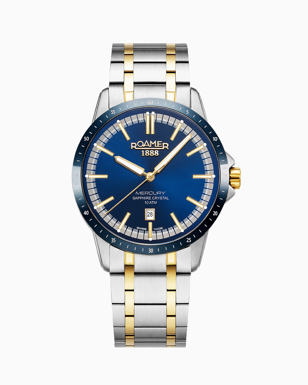 Mercury Classic 42 mm Quartz Three-Hand Date Blue Dial Two-tone Bracelet Sapphire glass Stainless Steel swiss watch