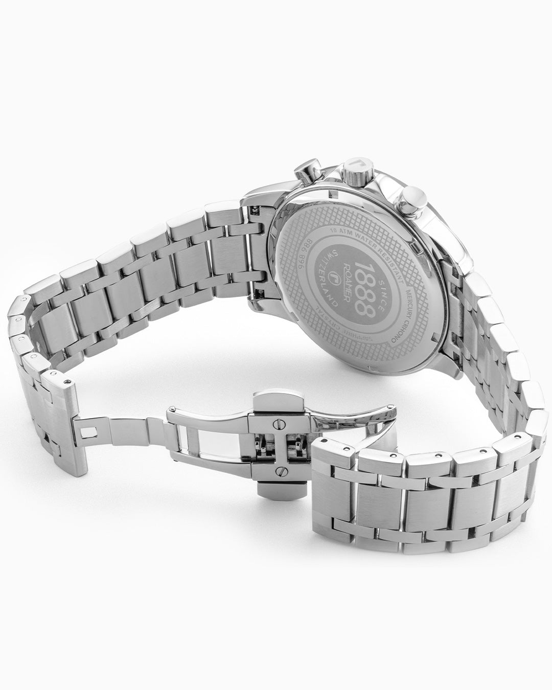 Mercury Chrono 43.5mm Quartz Chronograph Date, small second Red Sunray Dial Silver Bracelet Sapphire glass Stainless Steel swiss watch