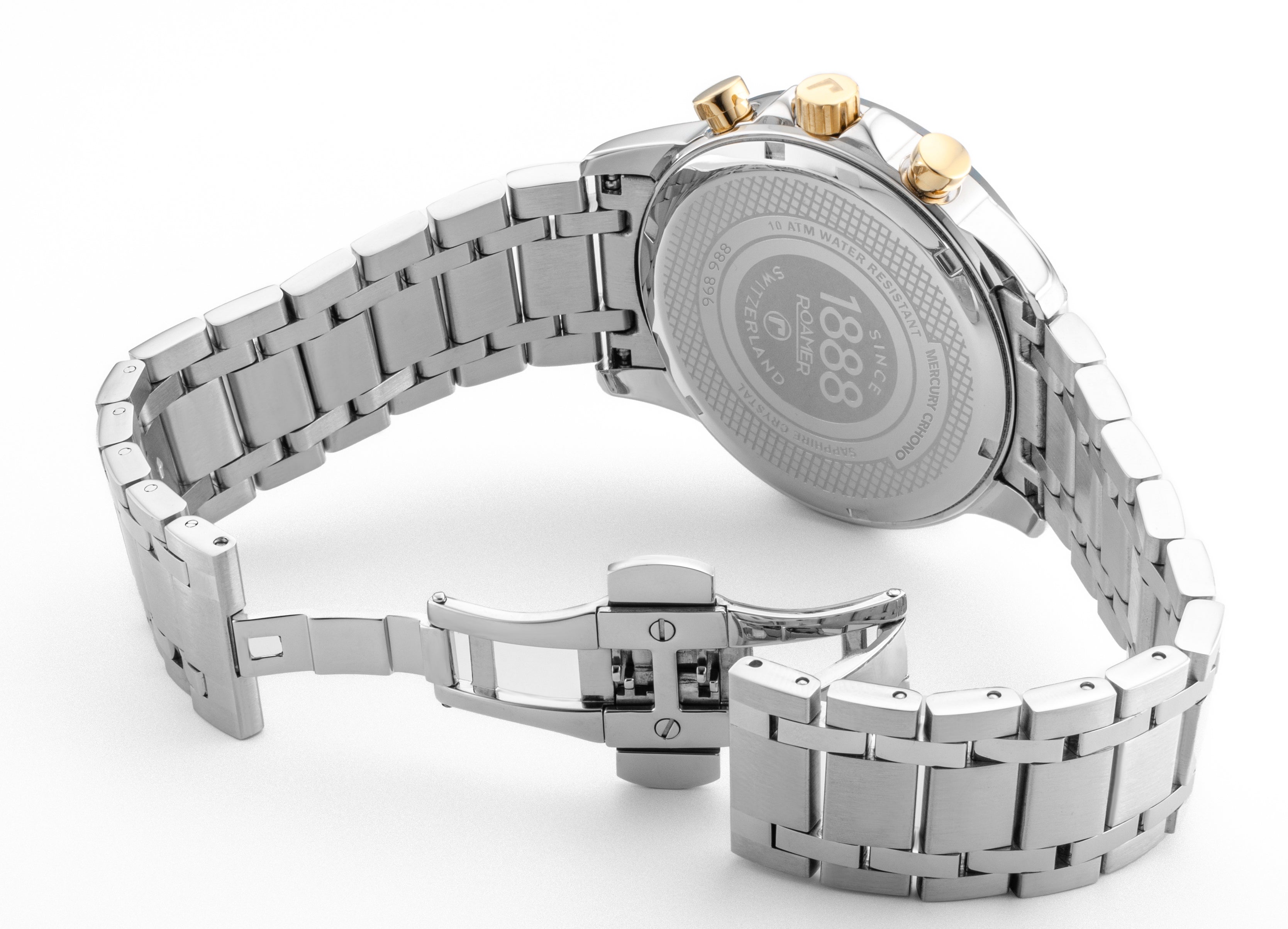 Mercury Chrono 43.5mm Quartz Chronograph Date, small second Blue Sunray Dial Silver Bracelet Sapphire glass Stainless Steel swiss watch