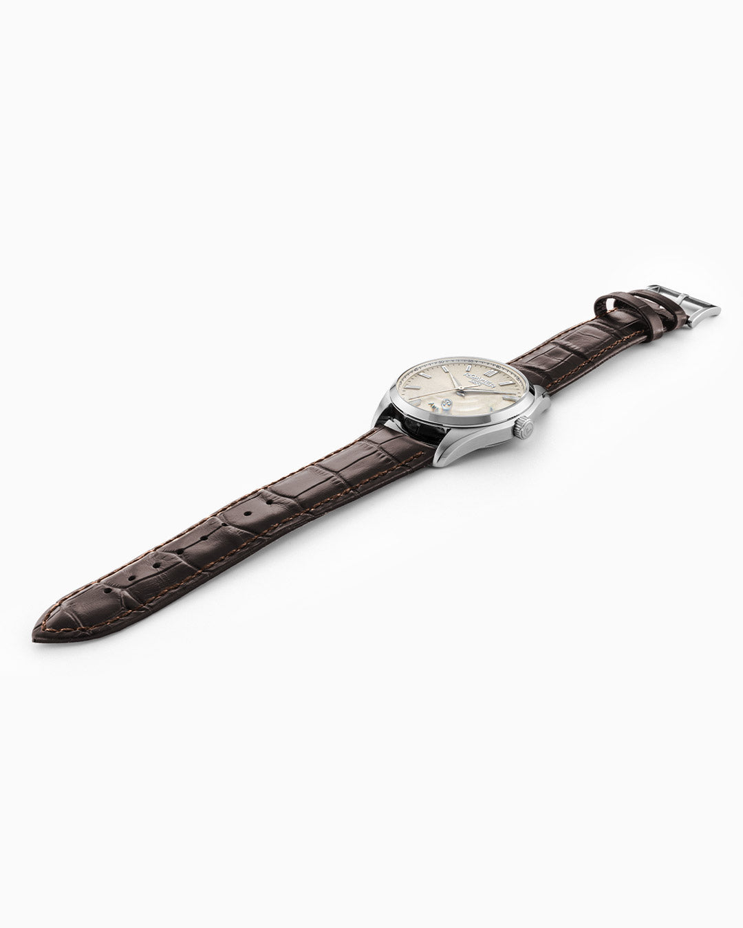 Elite 42mm Automatic Three-Hand Date Beige Dial Silver Bracelet Leather Strap Set Sapphire glass Stainless Steel swiss watch