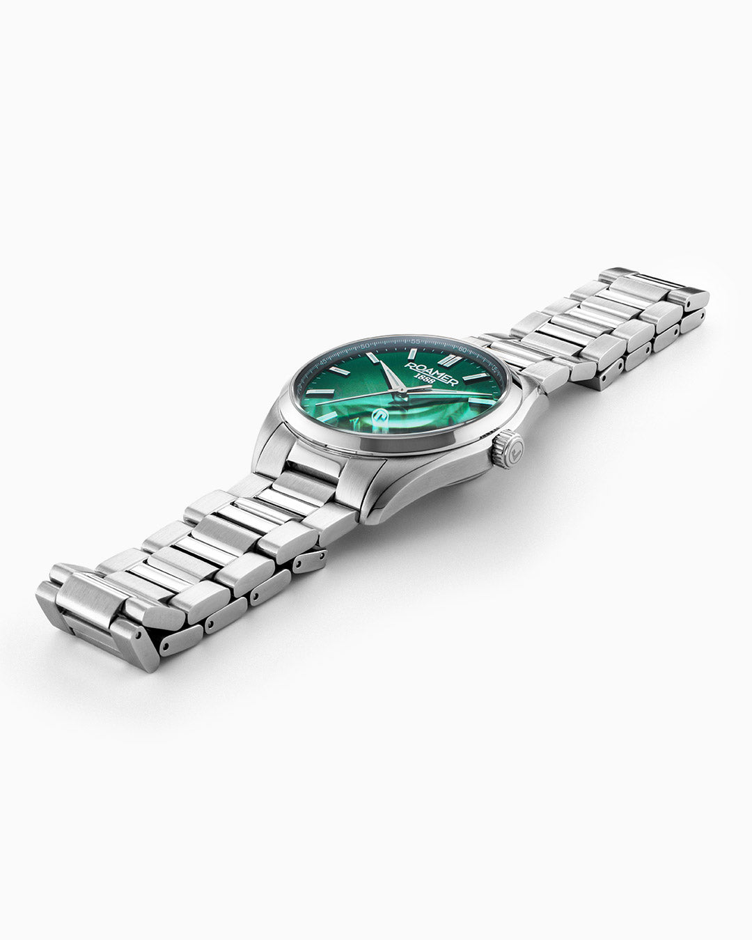 Elite 42mm Automatic Three-Hand Date Green Dial Silver Bracelet Leather Strap Set Sapphire glass Stainless Steel swiss watch