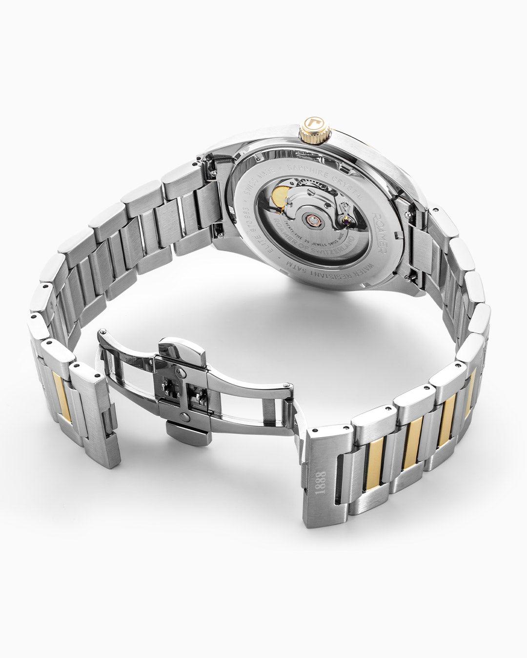 Elite 42mm Automatic Three-Hand Date Black Dial Two-Tone Bracelet Leather Strap Set Sapphire glass Stainless Steel swiss watch