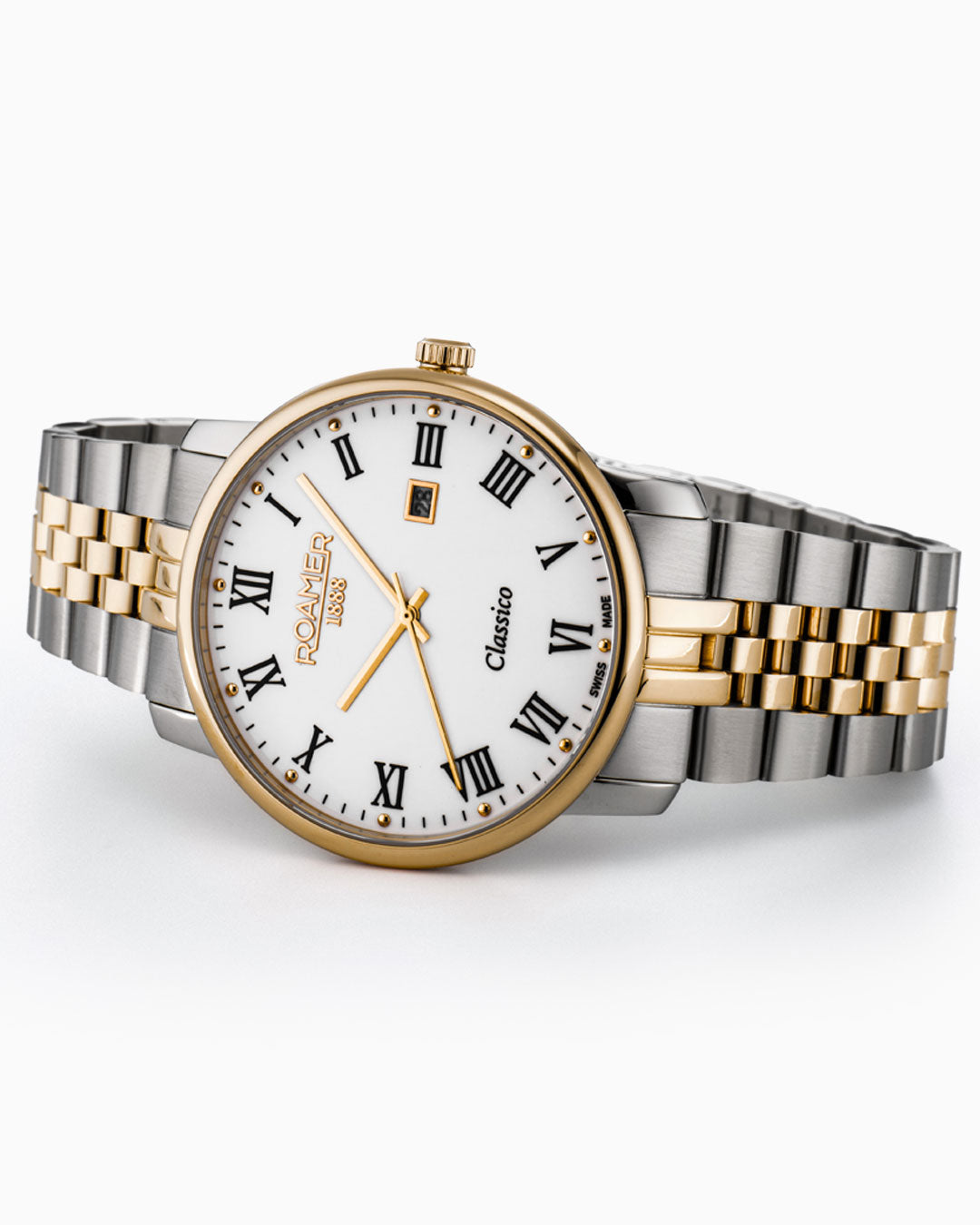 Classico Gents 40 mm Quartz Three-Hand White Dial Date White Dial Gold-Silver Tone Bracelet Sapphire glass Stainless Steel swiss watch