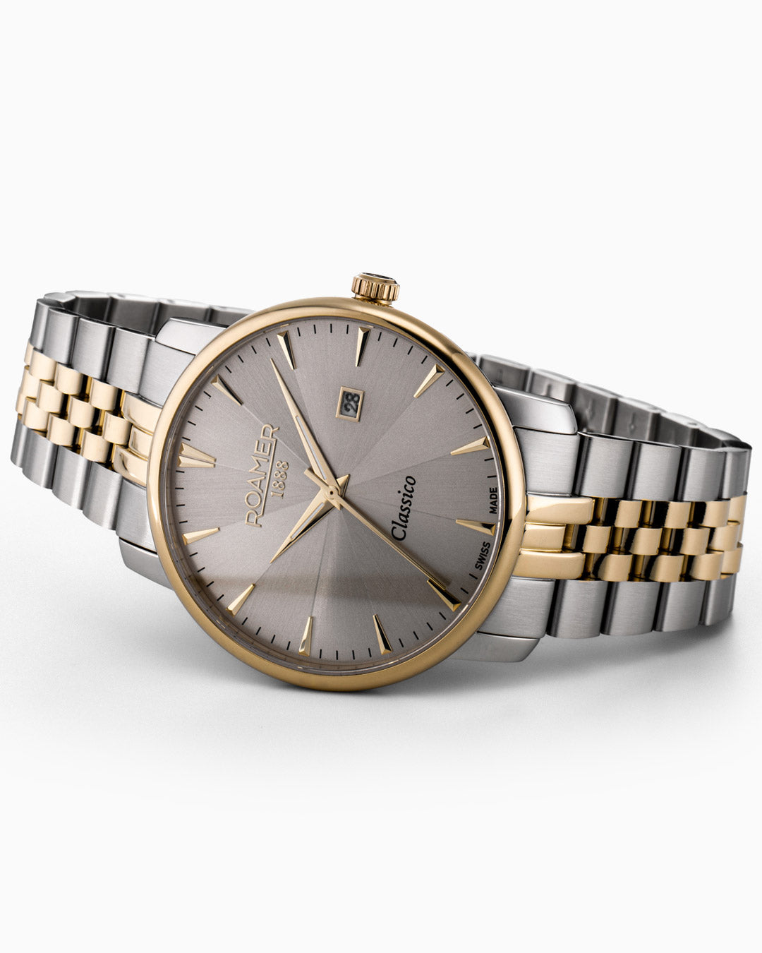 Classico Gents 40 mm Quartz Three-Hand Date Grey Sunray Dial Two-Tone Bracelet Sapphire glass Stainless Steel swiss watch