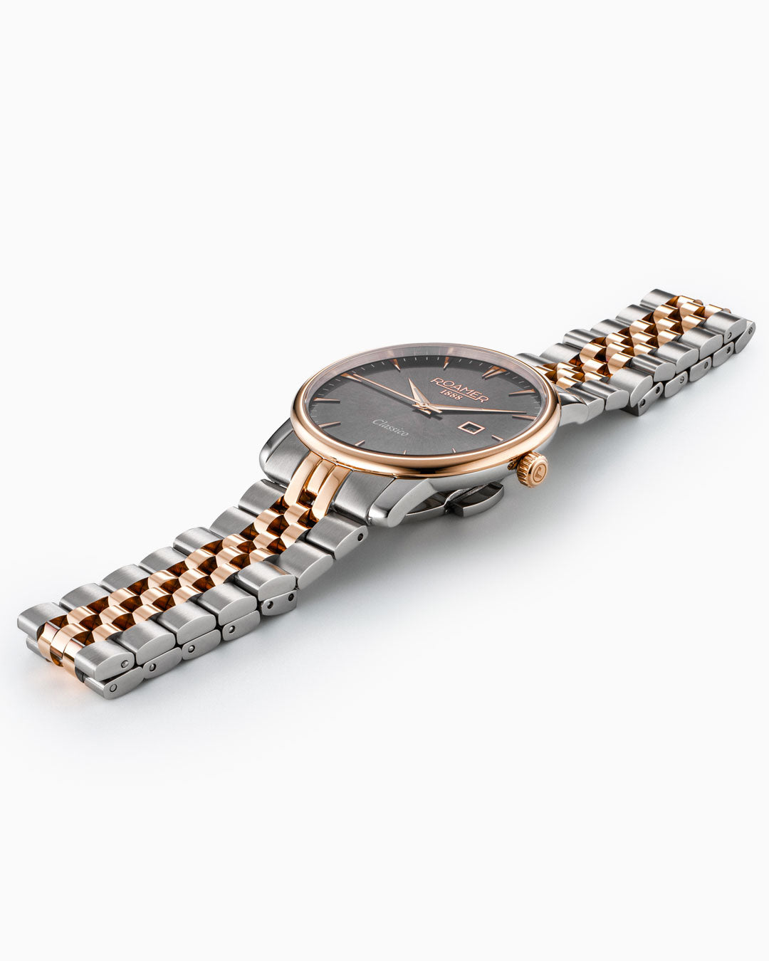 Classico Gents 40 mm Quartz Three-Hand Date Grey Sunray Dial Two-Tone Bracelet Sapphire glass Stainless Steel swiss watch