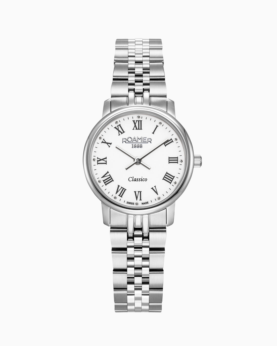 Classico Ladies 30mm Quartz Two-Hand White Dial Silver Bracelet Sapphire glass Stainless Steel swiss watch