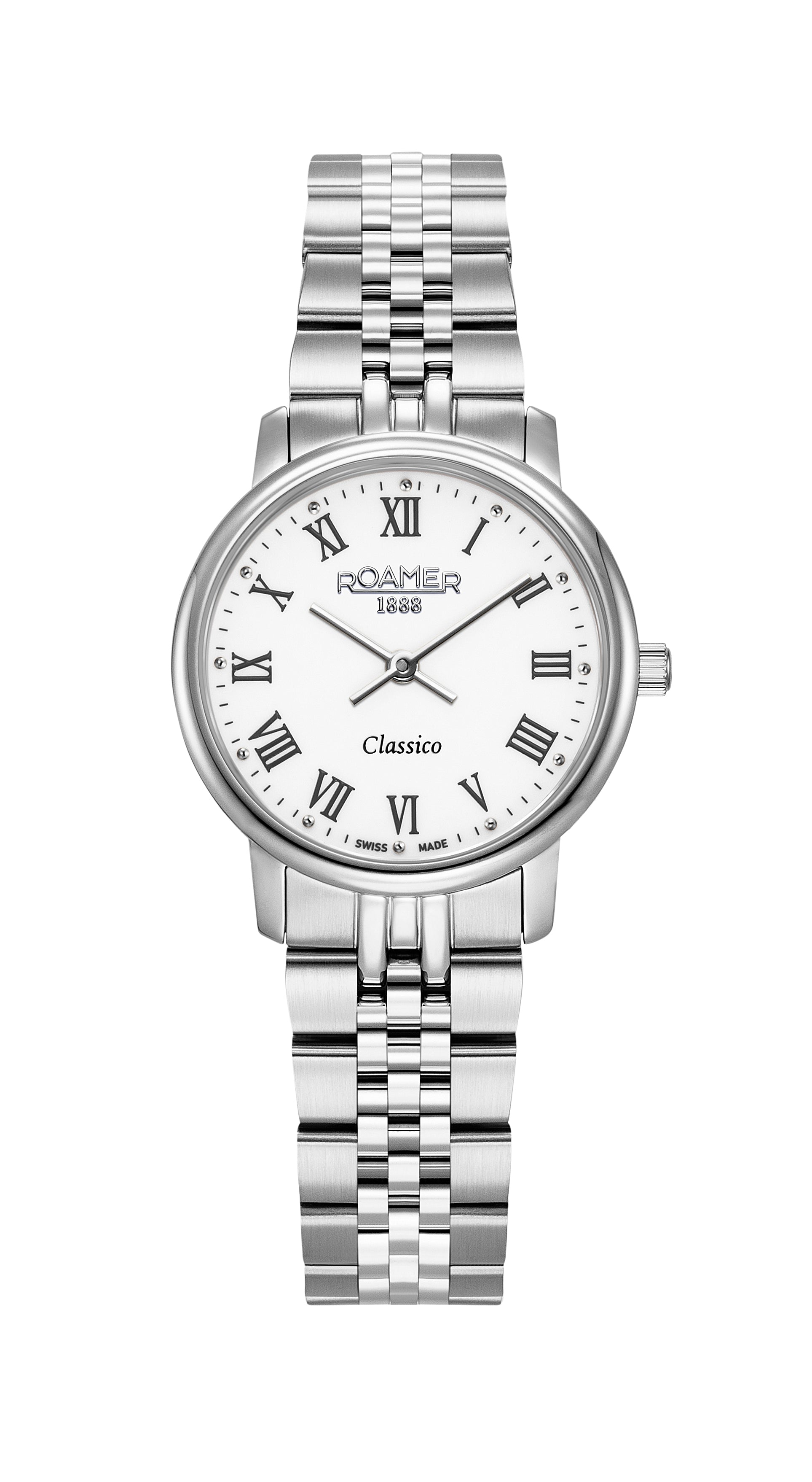 Classico Ladies 30mm Quartz Two-Hand White Dial Silver Bracelet Sapphire glass Stainless Steel swiss watch