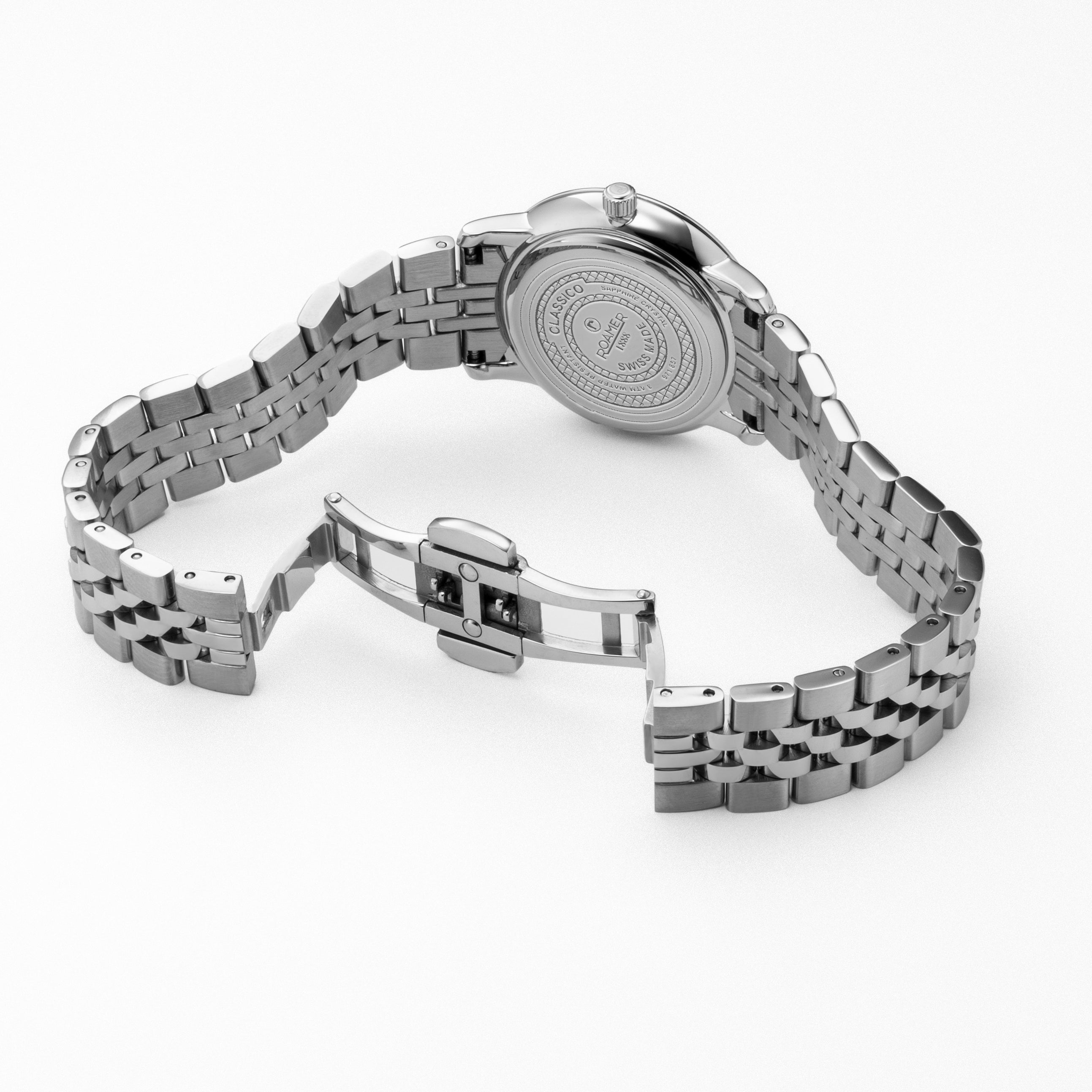 Classico Ladies 30mm Quartz Two-Hand White Dial Silver Bracelet Sapphire glass Stainless Steel swiss watch