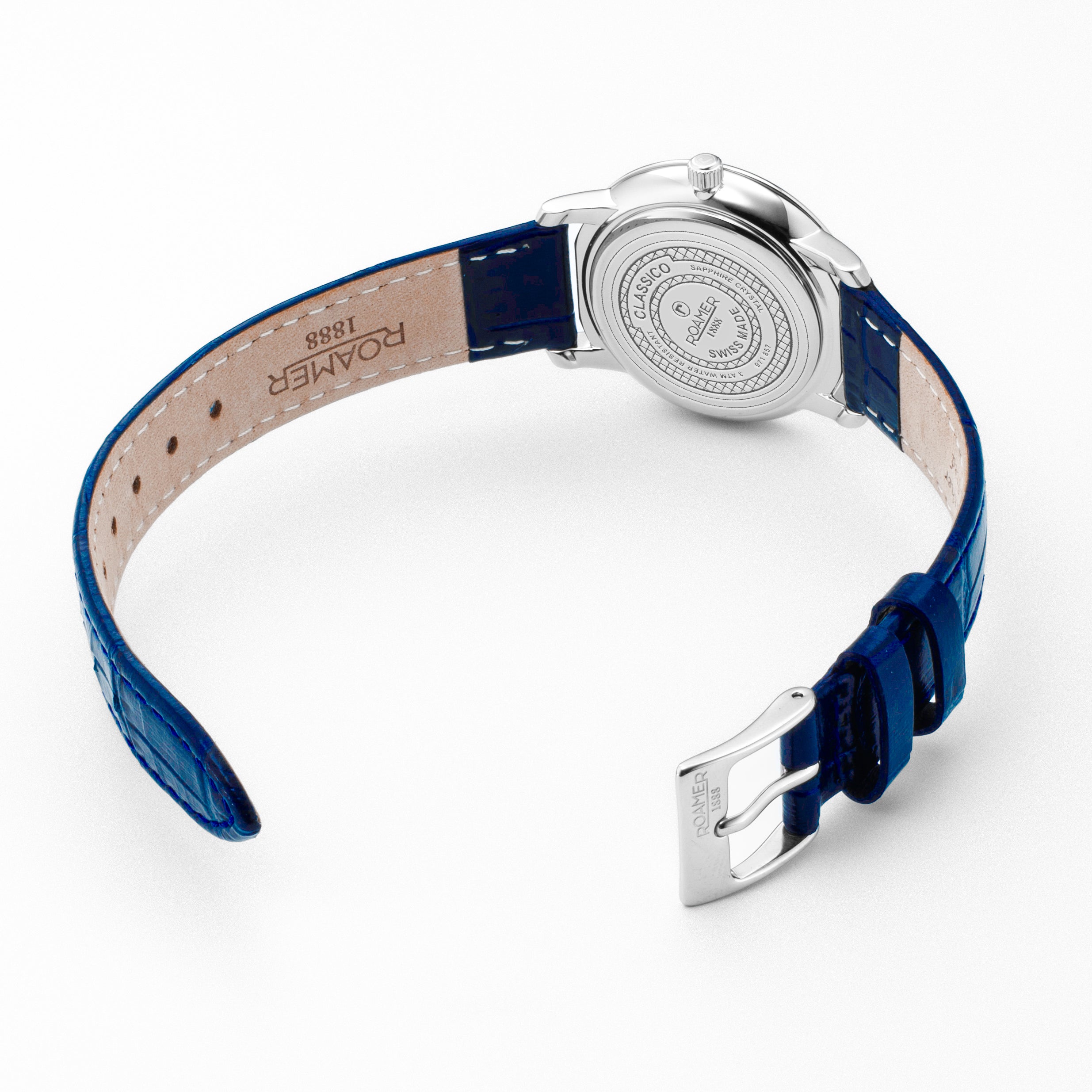 Classico Ladies 30mm Quartz Two-Hand Blue Leather Strap Sapphire glass Stainless Steel swiss watch