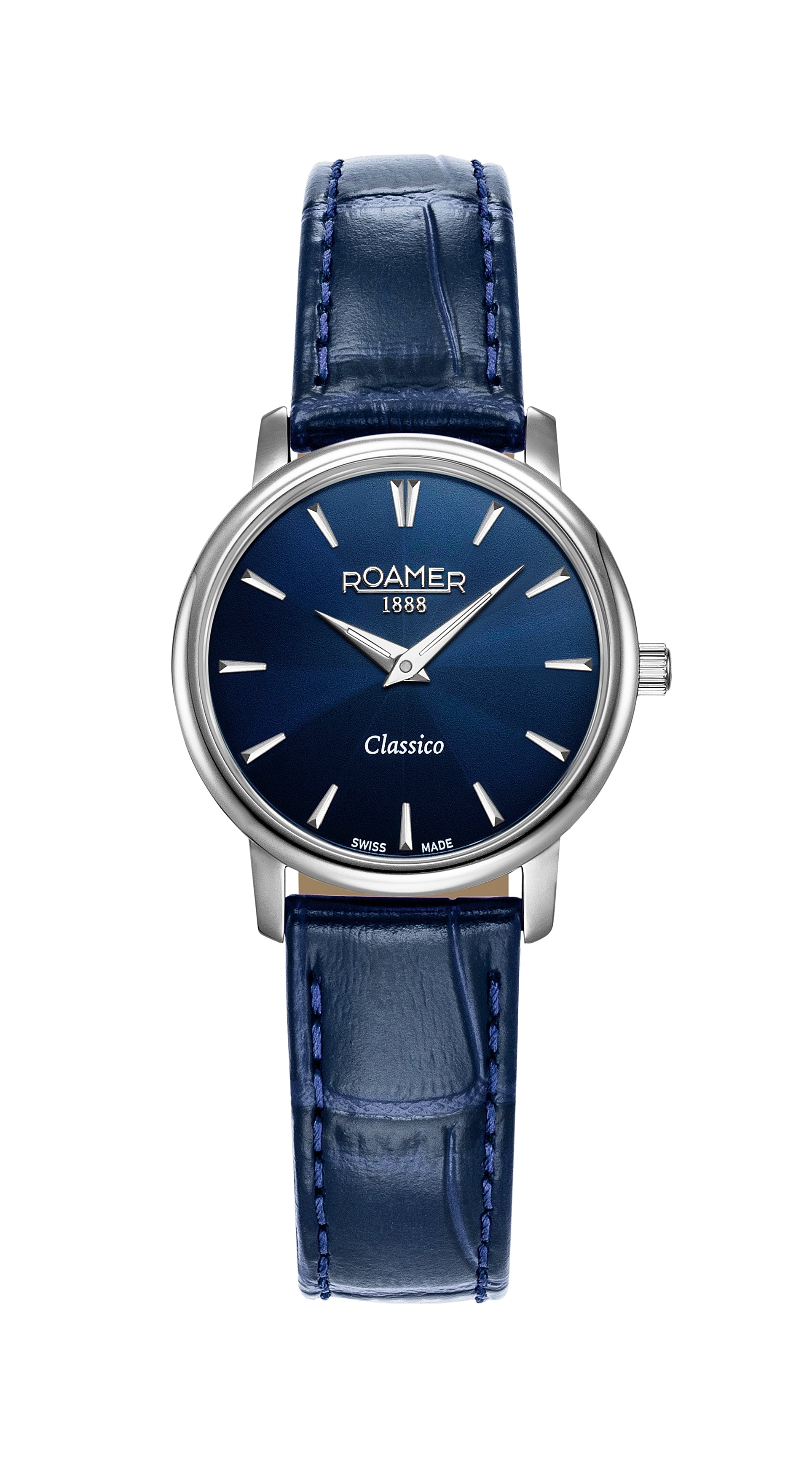 Classico Ladies 30mm Quartz Two-Hand Blue Leather Strap Sapphire glass Stainless Steel swiss watch