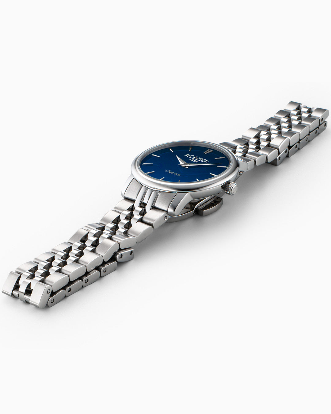 Classico Ladies 30mm Quartz Two-Hand Blue Sunray Dial Silver Bracelet Sapphire glass Stainless Steel swiss watch