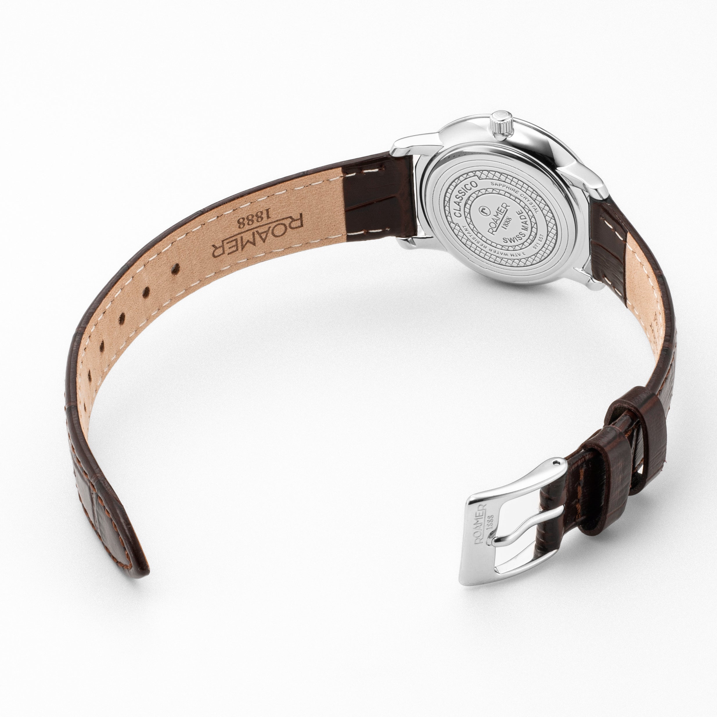 Classico Ladies 30mm Quartz Two-Hand Green Sunray Dial Brown Leather Strap Sapphire glass Stainless Steel swiss watch