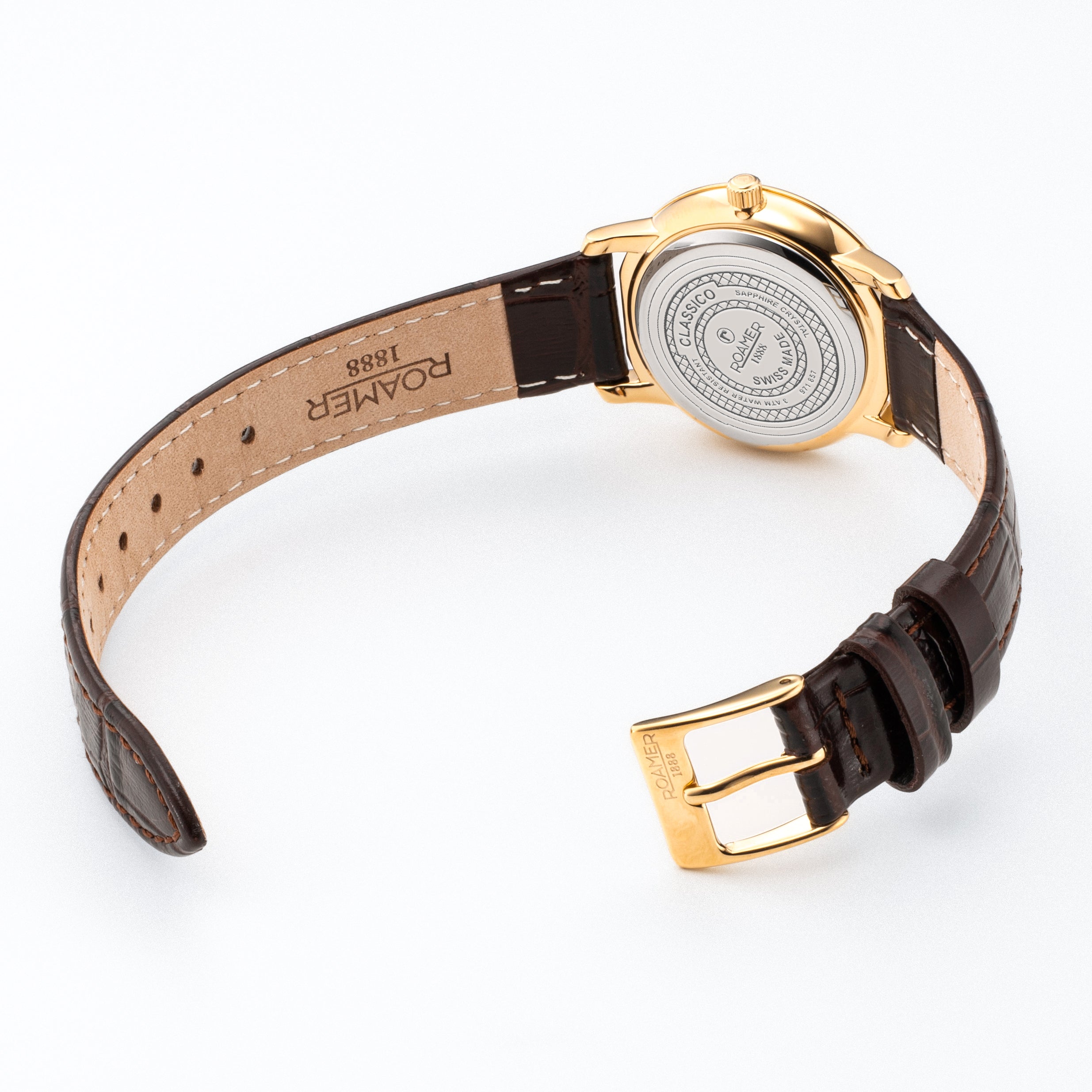 Classico Ladies 30mm Quartz Two-Hand White Dial Brown Leather Strap Sapphire glass Stainless Steel swiss watch