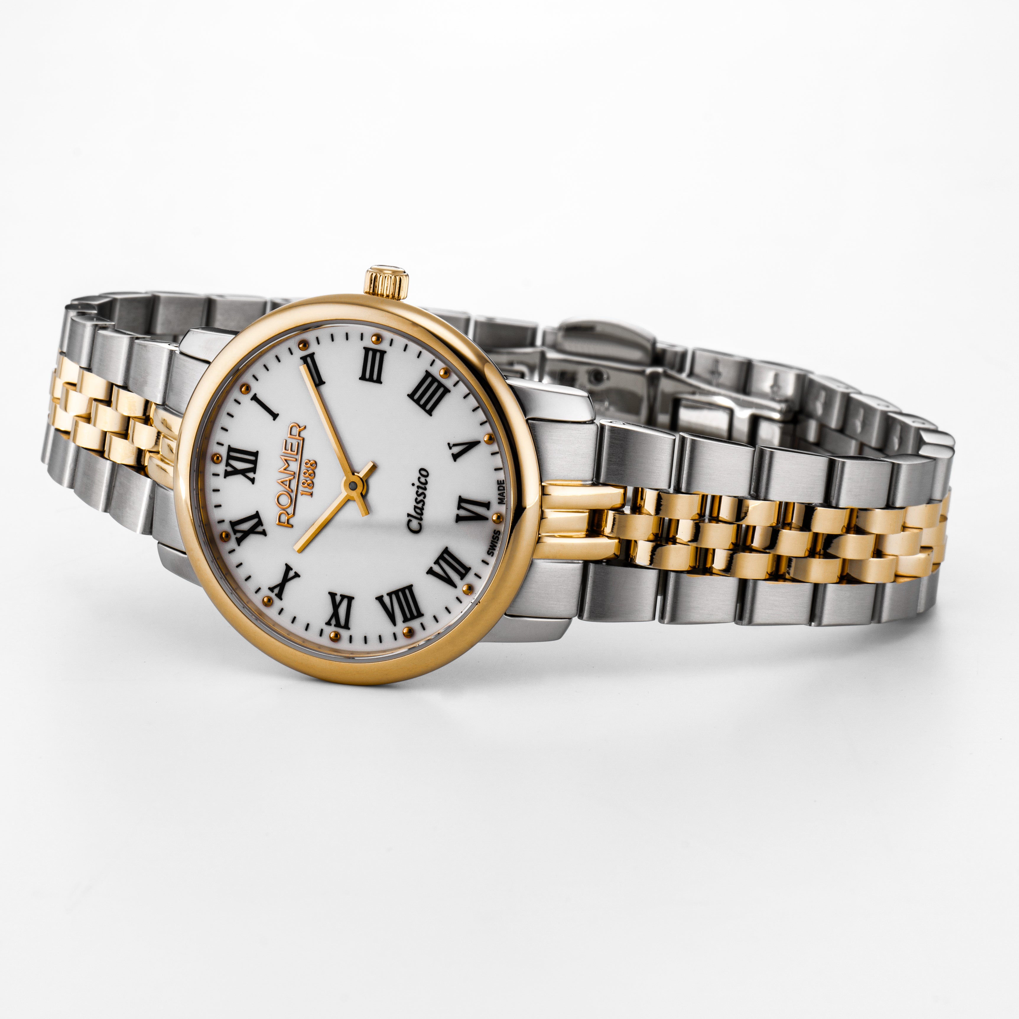 Classico Ladies 30mm Quartz Two-Hand White Dial Gold-Silver Tone Bracelet Sapphire glass Stainless Steel swiss watch